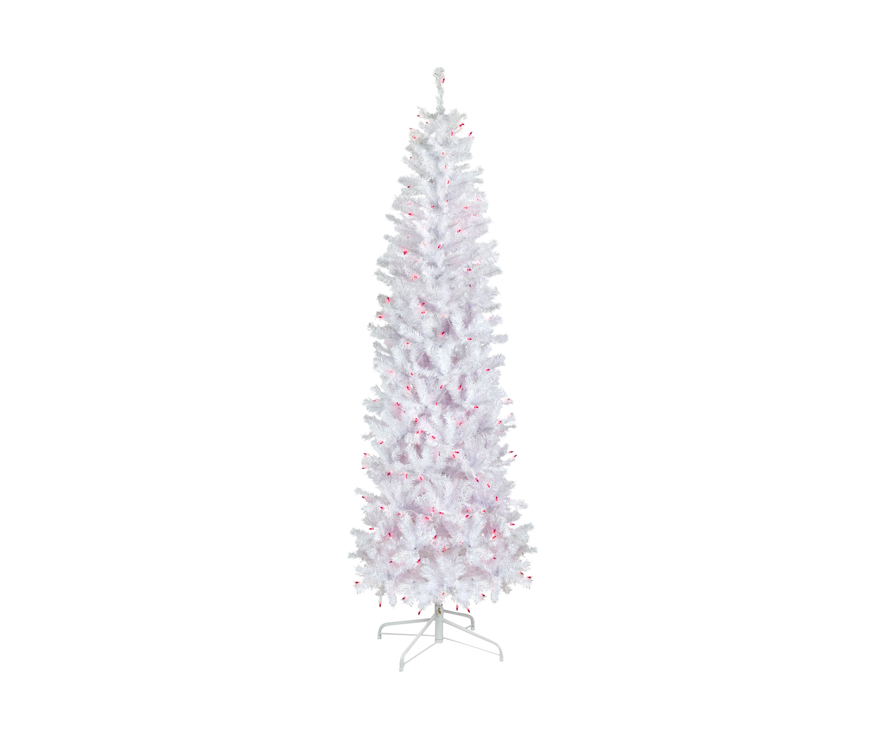 6.5 Pre-Lit Woodbury White Pine Pencil Artificial Christmas Tree  Pink Lights