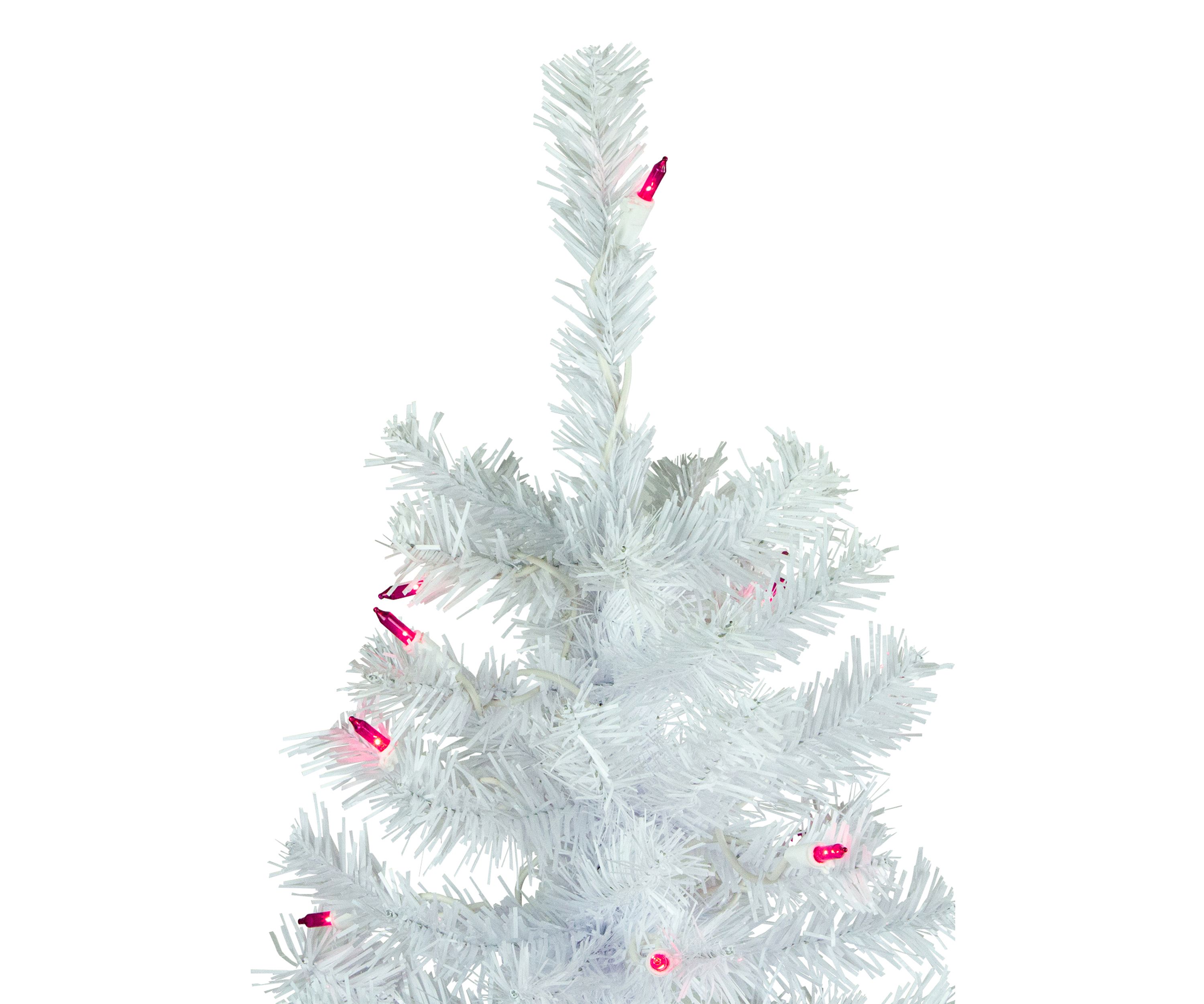6.5 Pre-Lit Woodbury White Pine Pencil Artificial Christmas Tree  Pink Lights