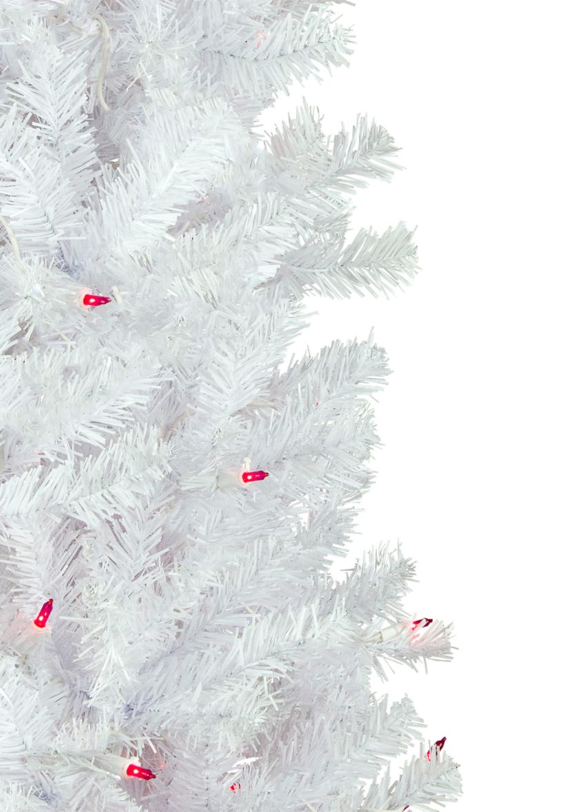 6.5 Pre-Lit Woodbury White Pine Pencil Artificial Christmas Tree  Pink Lights
