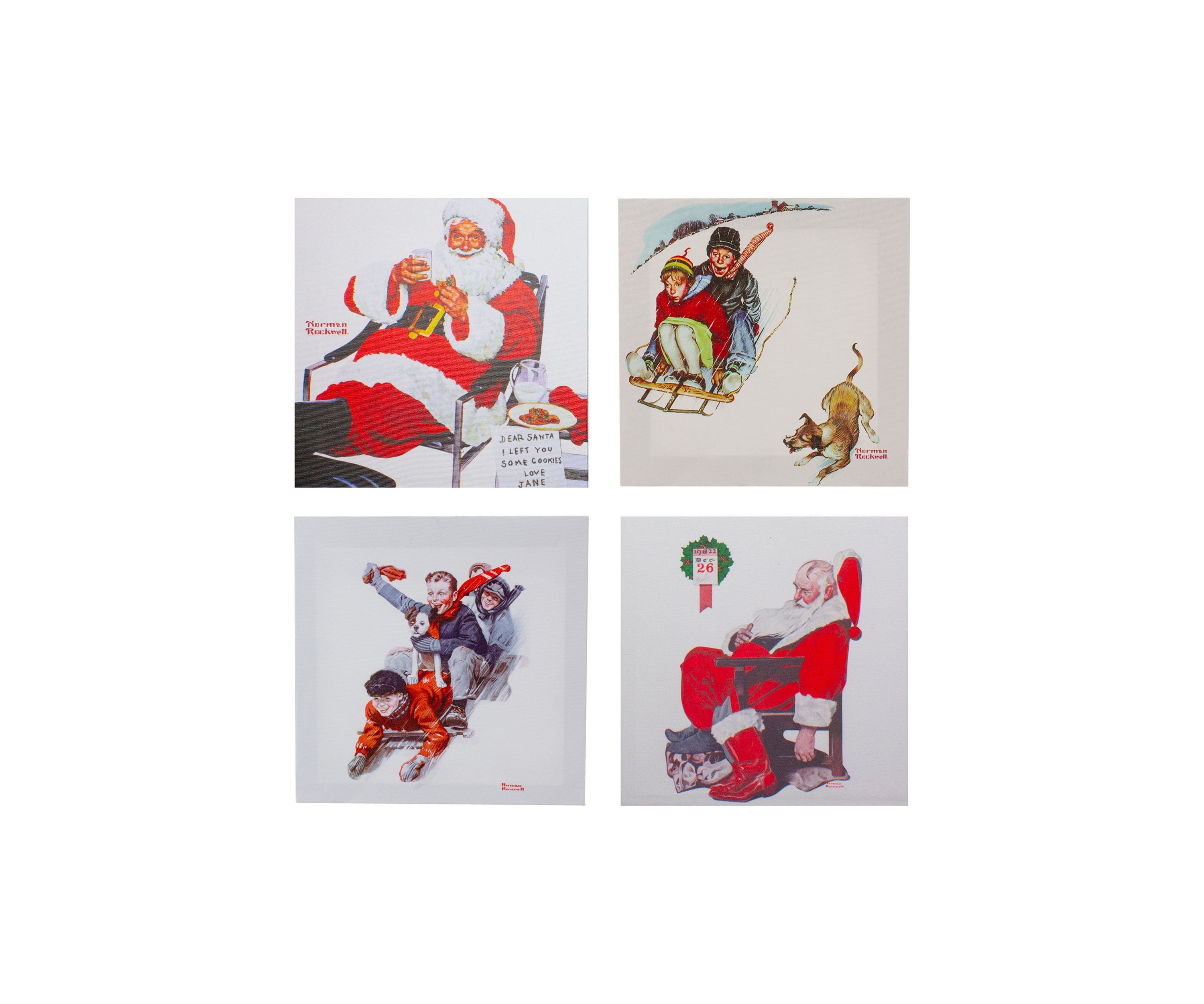 Set of 4 Norman Rockwell Classic Christmas Scene Canvas Prints