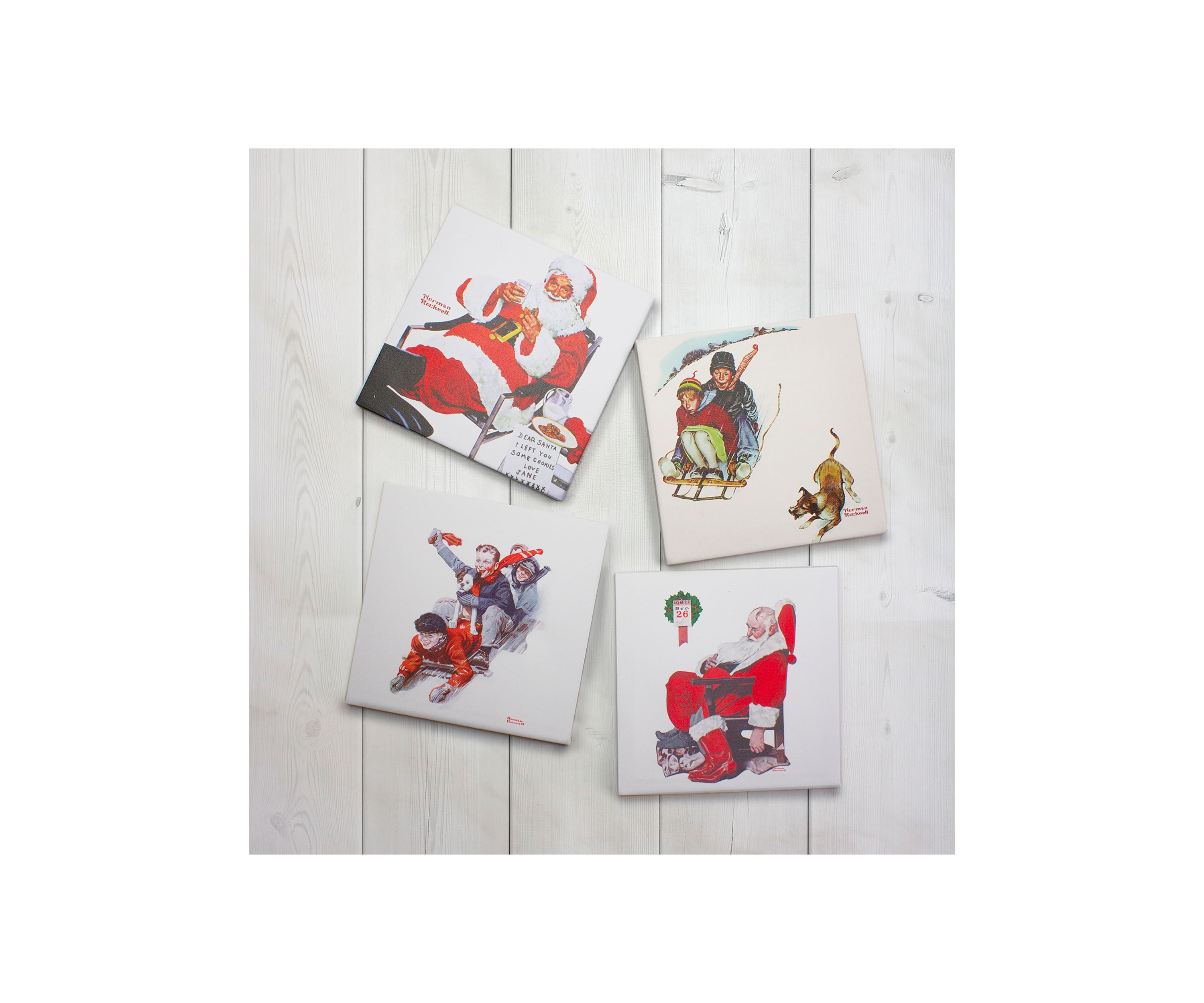 Set of 4 Norman Rockwell Classic Christmas Scene Canvas Prints
