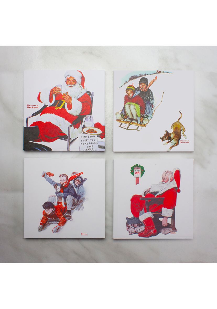Set of 4 Norman Rockwell Classic Christmas Scene Canvas Prints