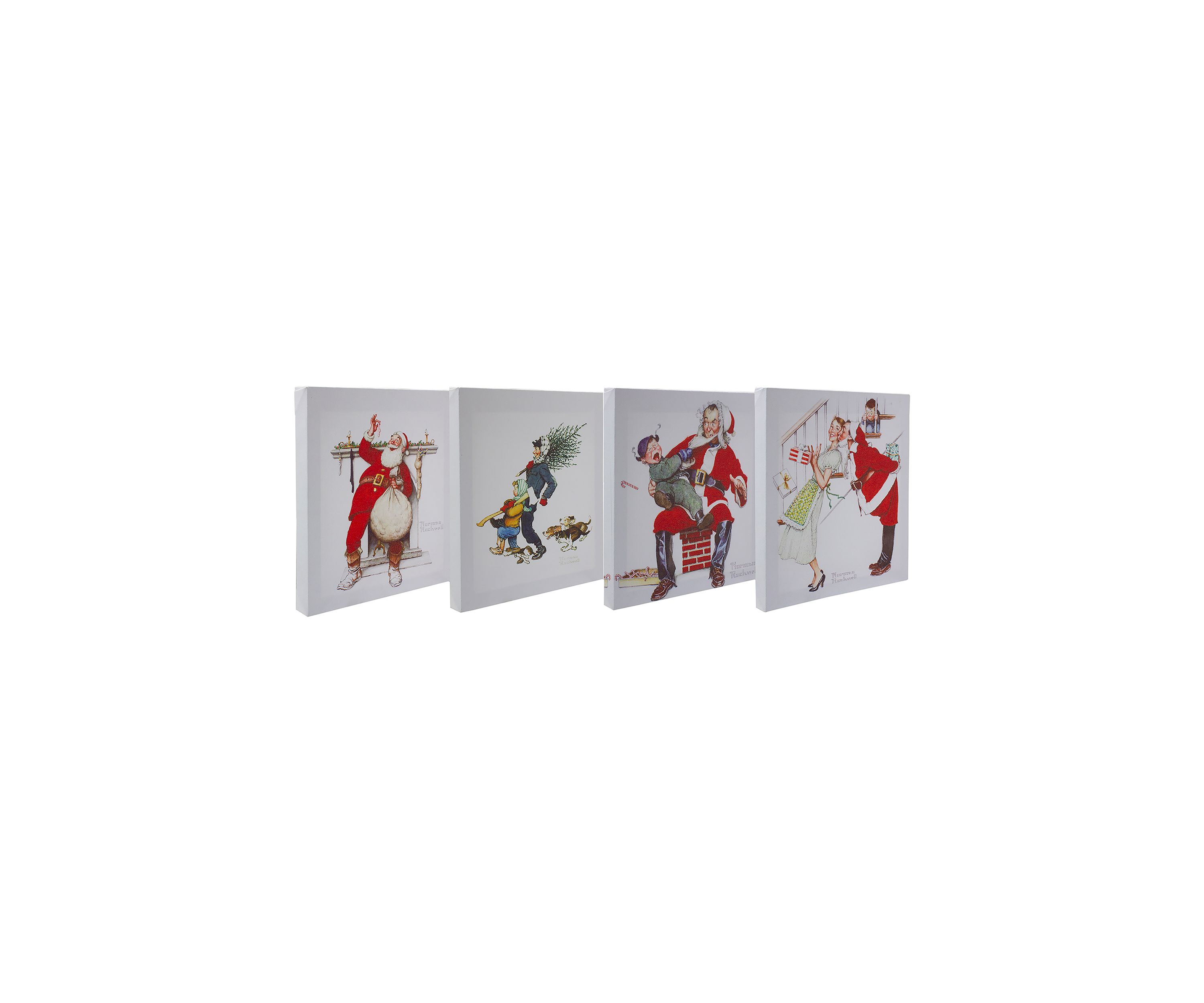 Set of 4 Norman Rockwell Classic Christmas Scene Canvas Prints