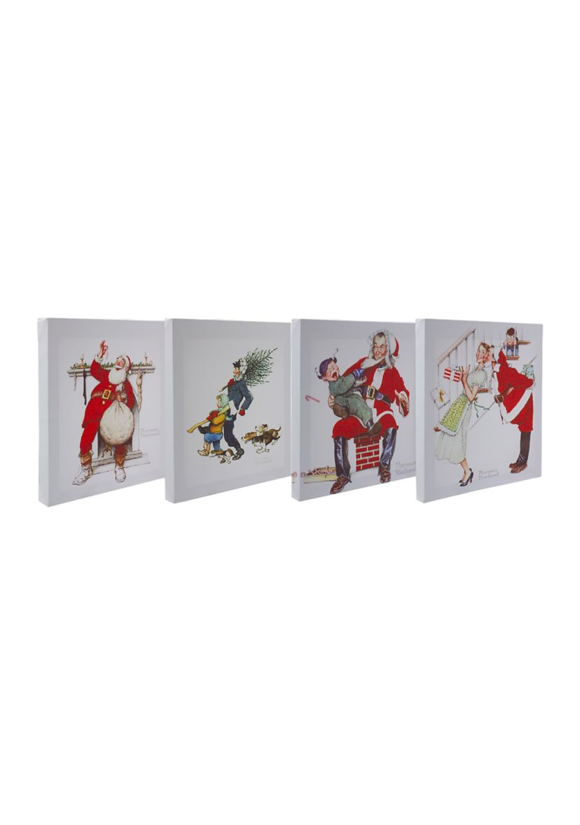 Set of 4 Norman Rockwell Classic Christmas Scene Canvas Prints