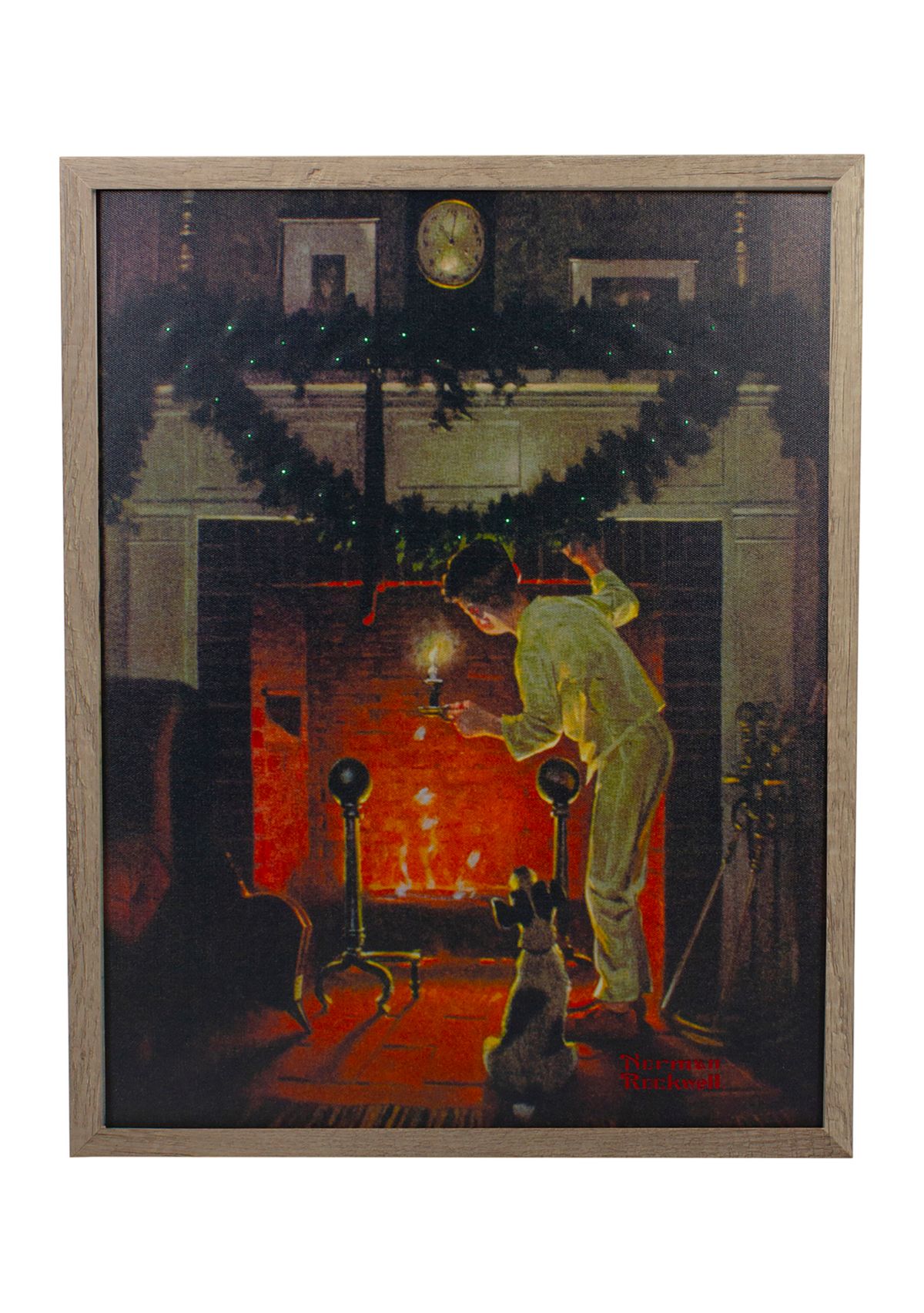 19Inch Lighted Norman Rockwell Is He Coming? Christmas Wall Art