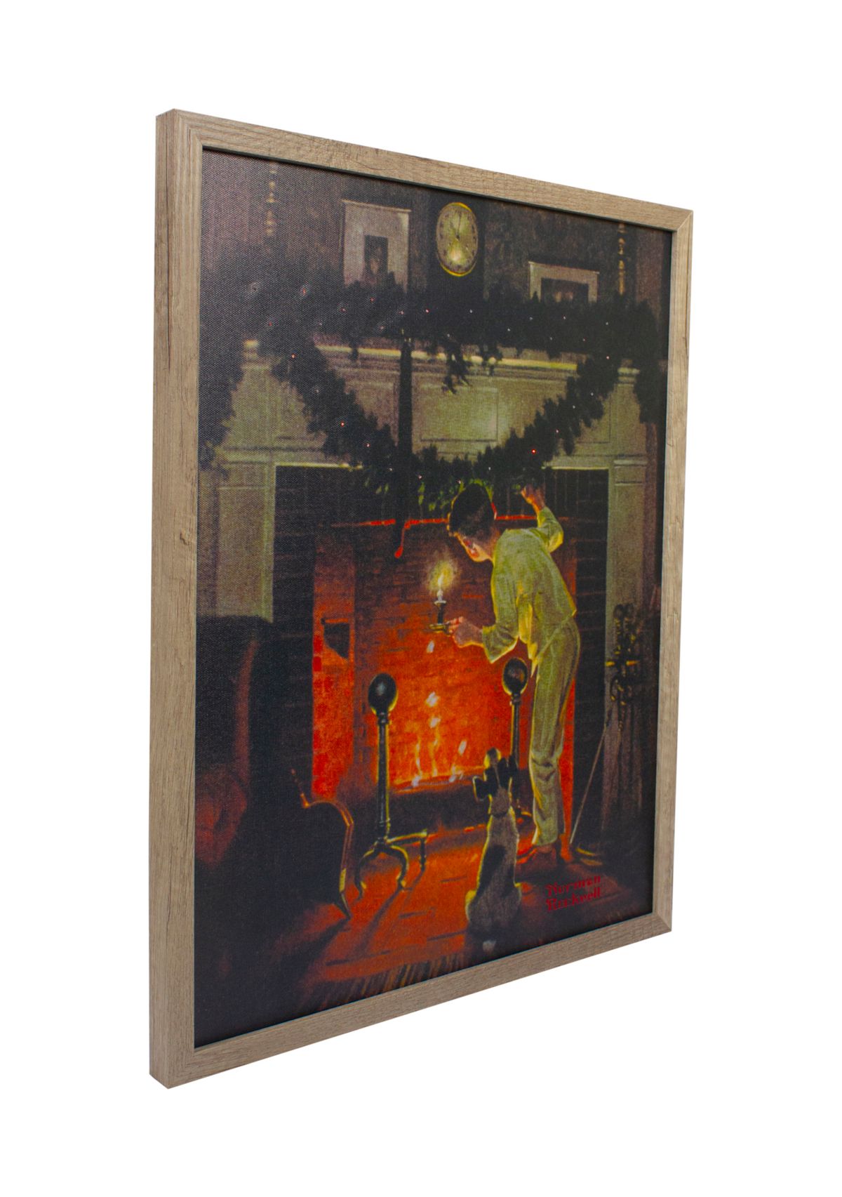 19Inch Lighted Norman Rockwell Is He Coming? Christmas Wall Art