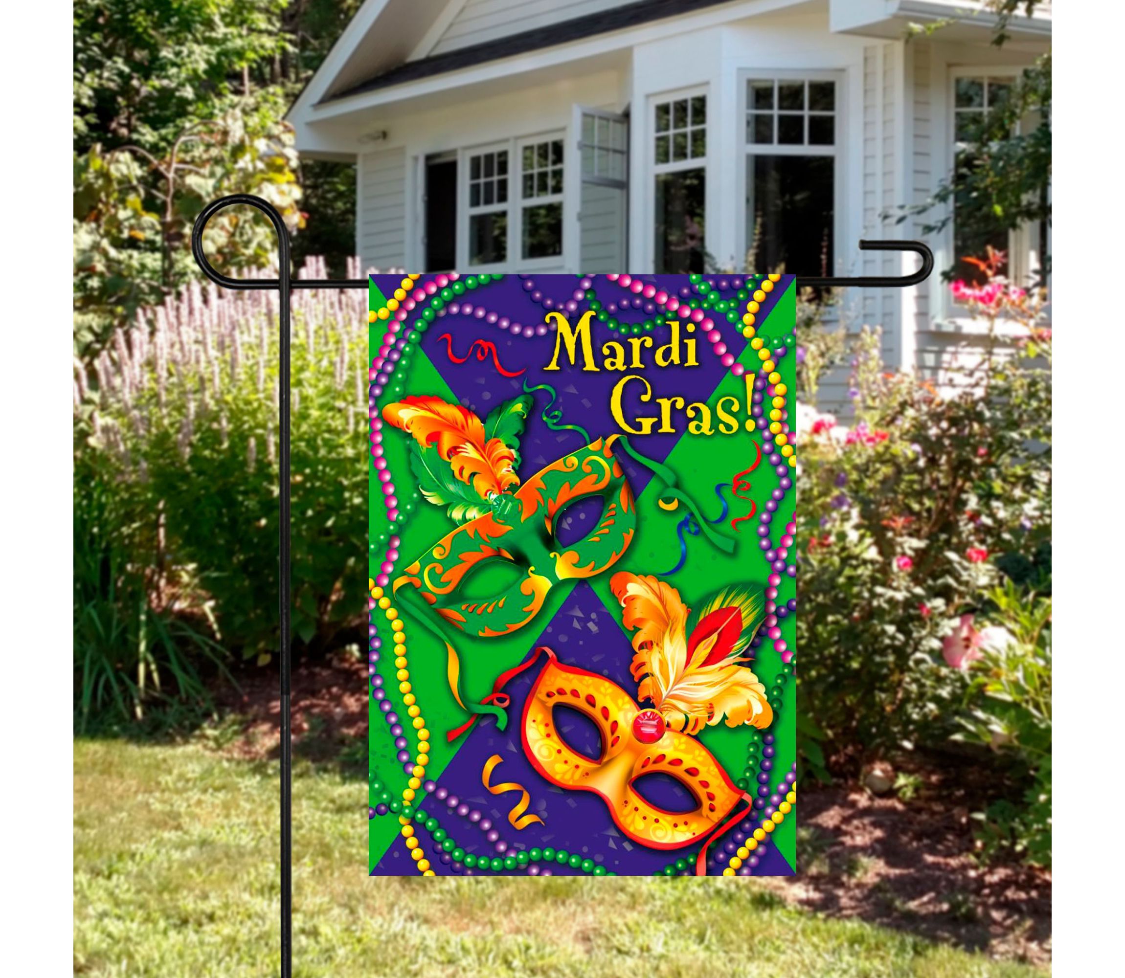Mardi Gras Beads Outdoor Garden Flag 18" x 12.5"