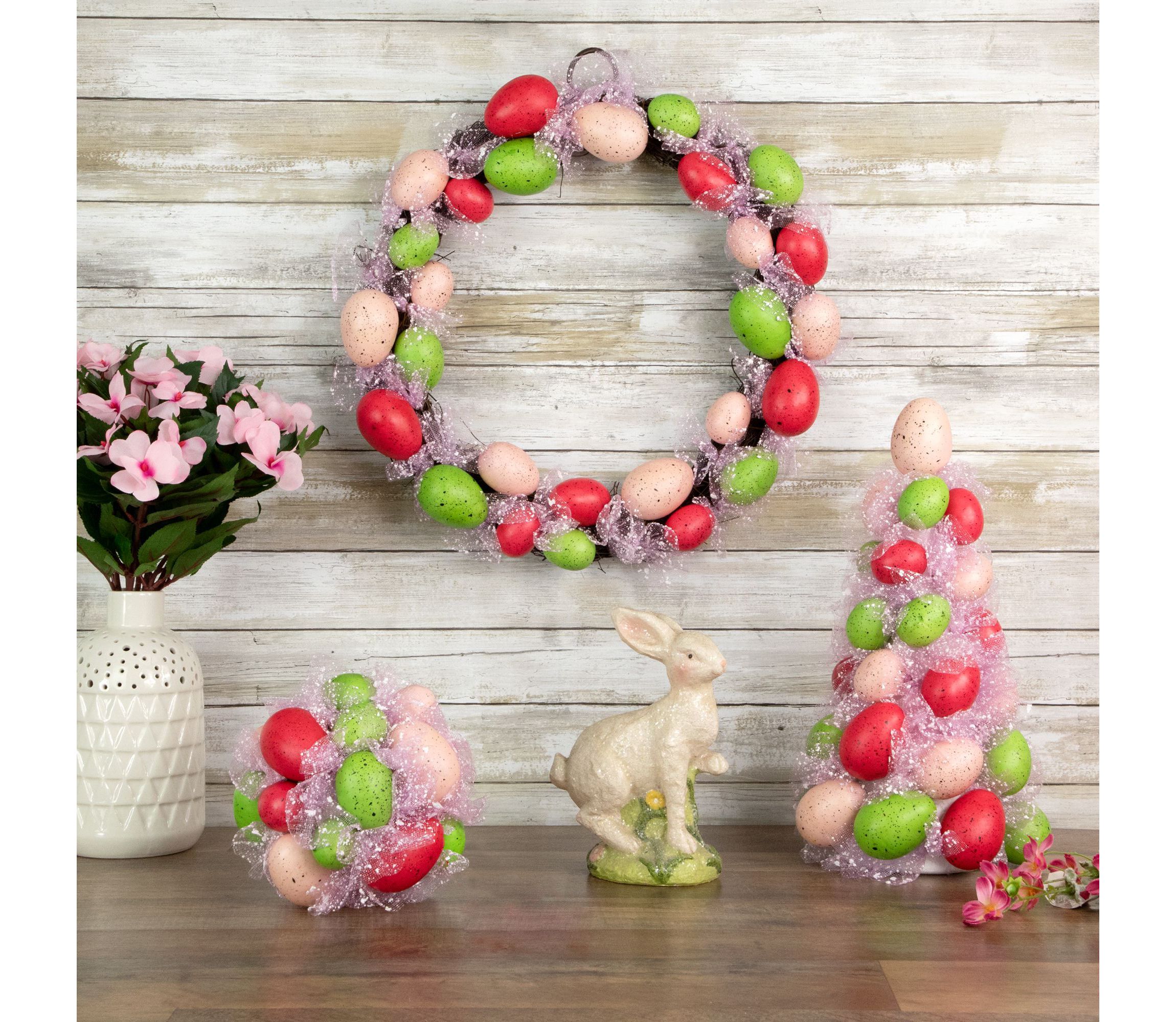 3-Piece Speckled Easter Egg Tree  Ball and Wreath Set