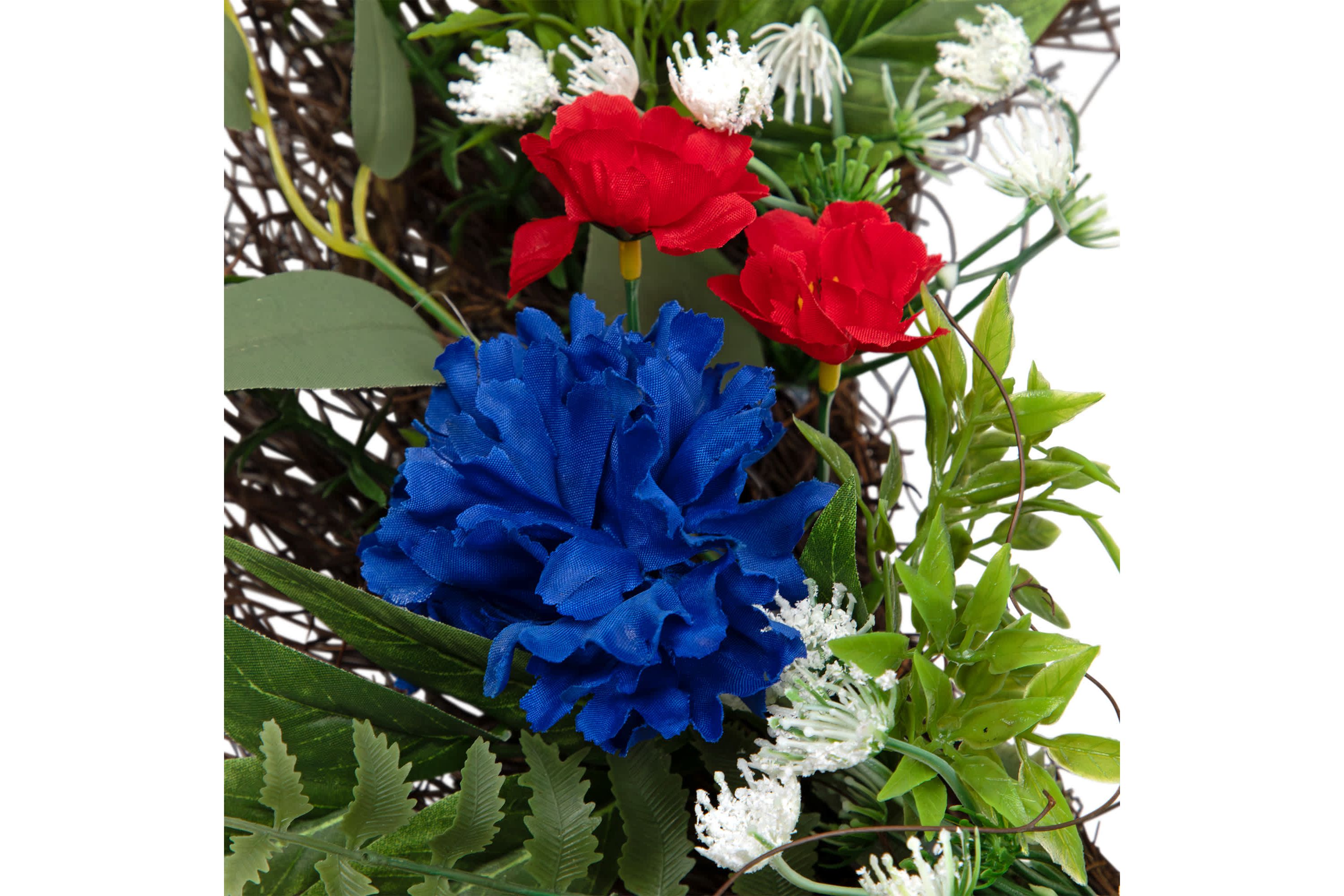 Americana Mixed Floral Patriotic Wreath  24-Inch  Unlit