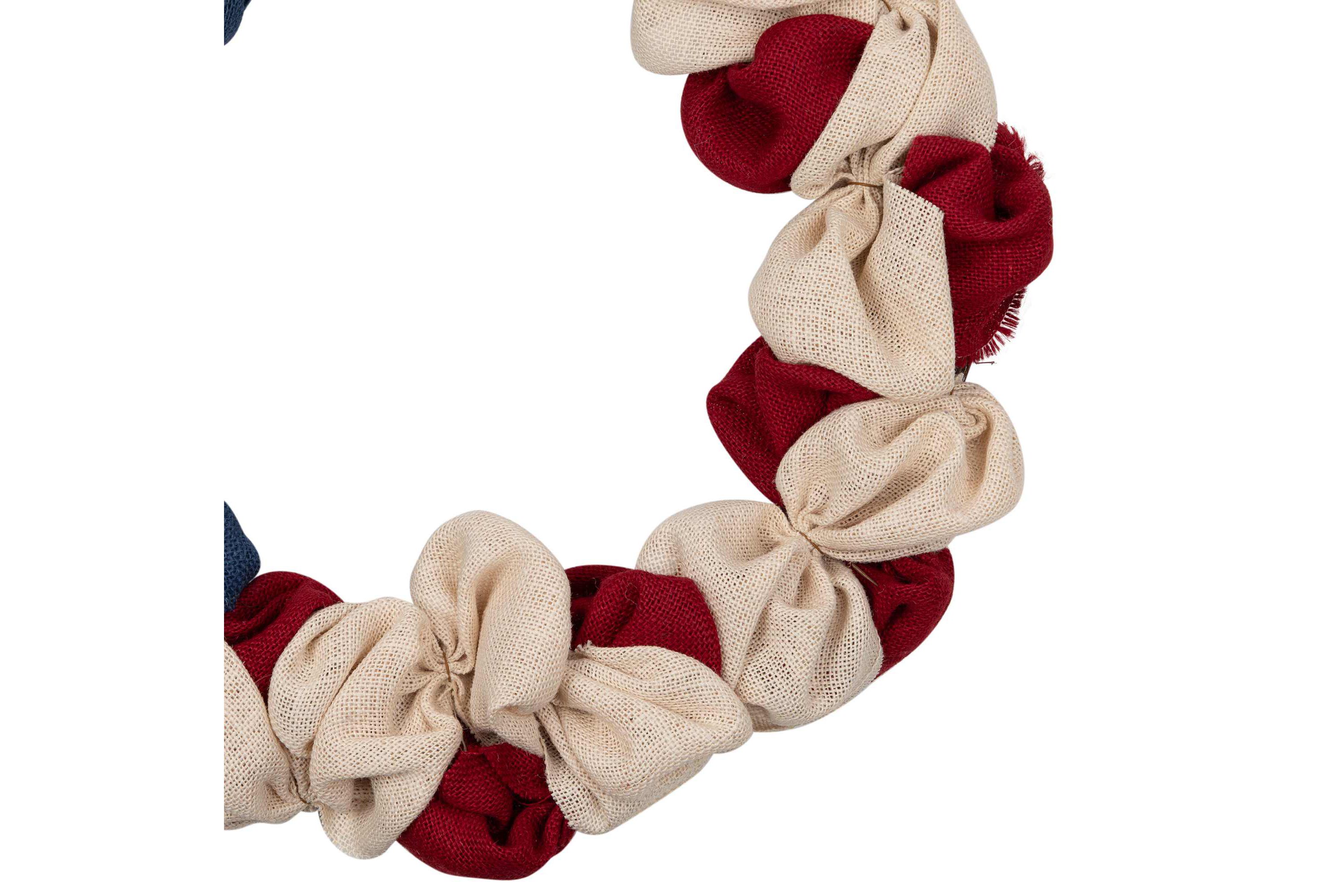 Americana Stars and Stripes Burlap Patriotic Wreath  20-Inch  Unlit