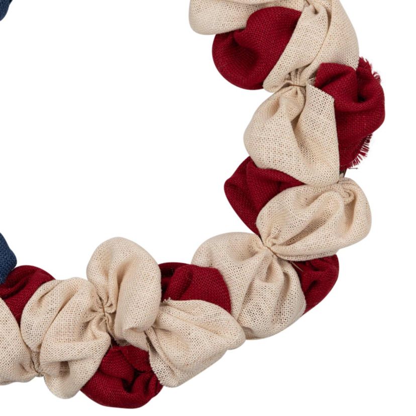 Americana Stars and Stripes Burlap Patriotic Wreath  20-Inch  Unlit