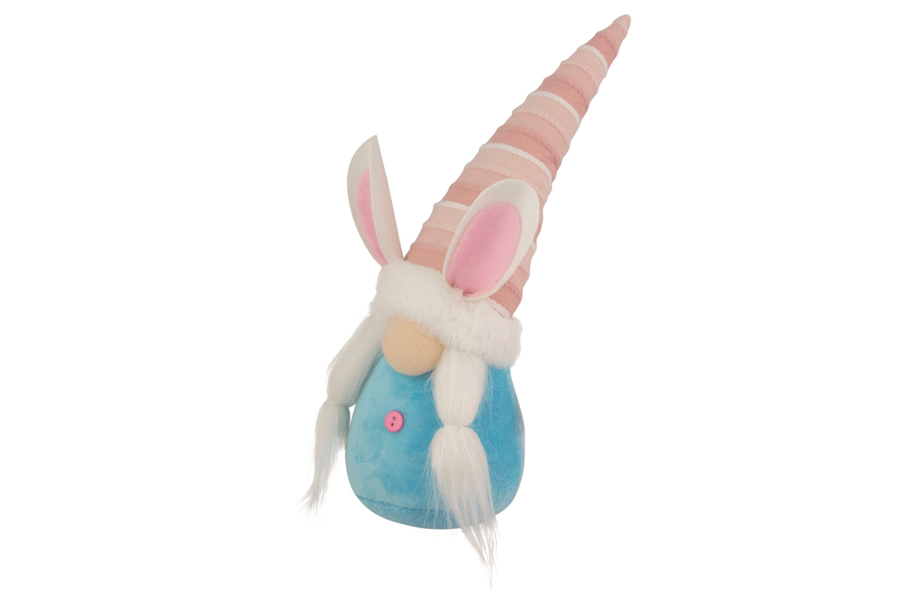 13" Blue and Pink Girl Easter Bunny Gnome
