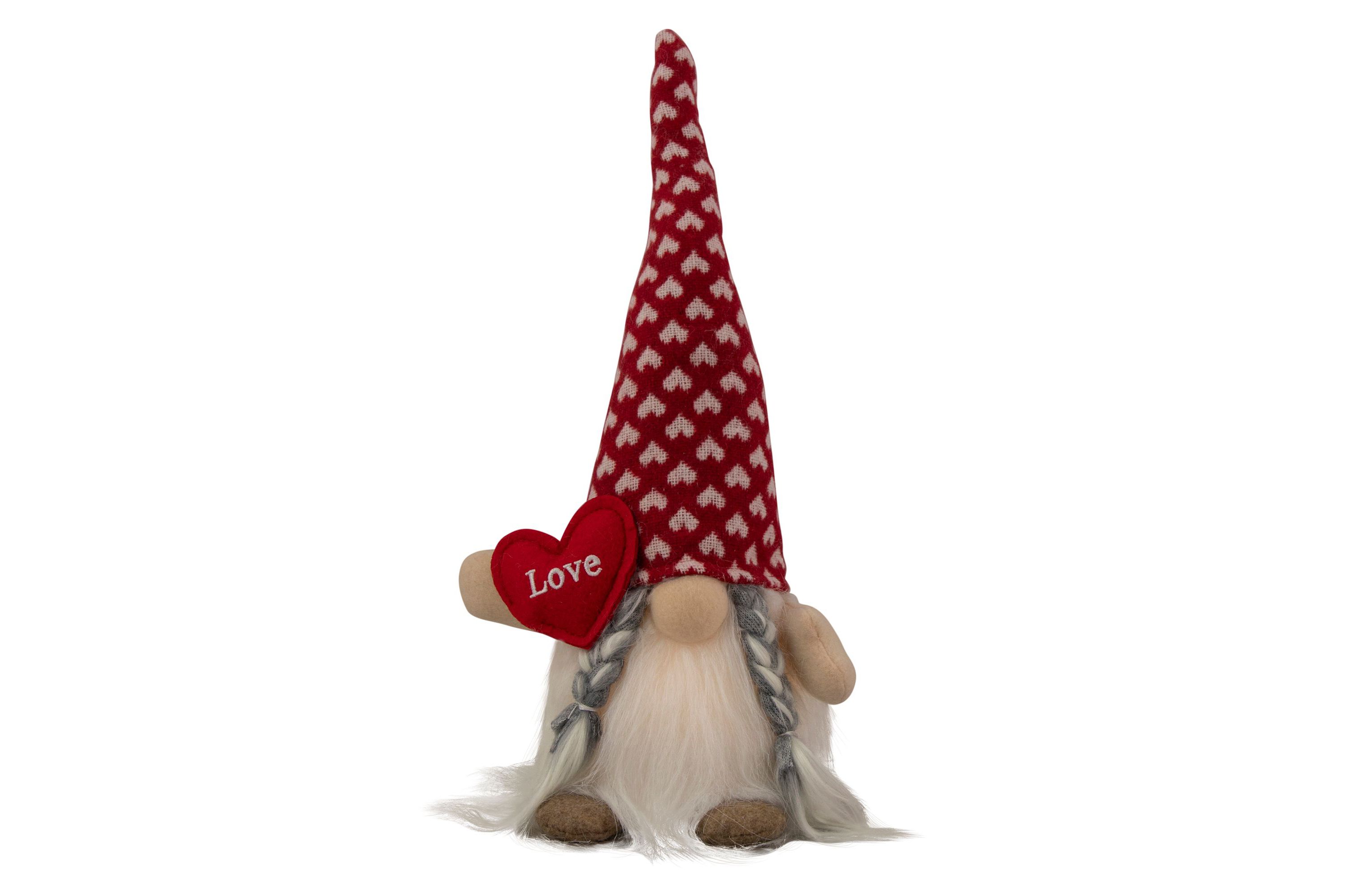 13" Lighted Girl Valentines Day Gnome with Love Heart