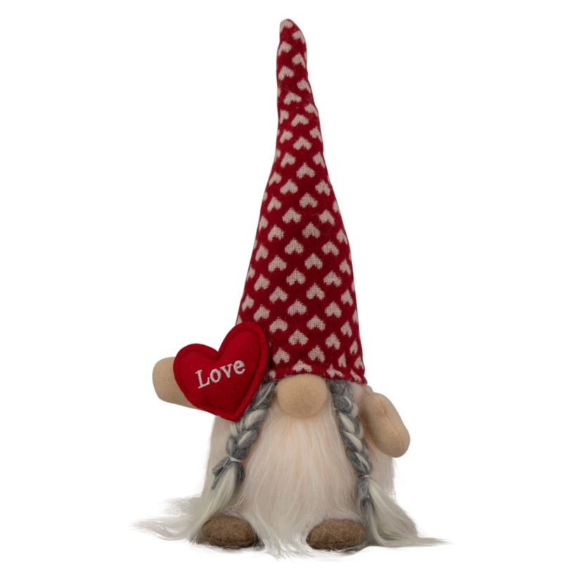 13" Lighted Girl Valentines Day Gnome with Love Heart