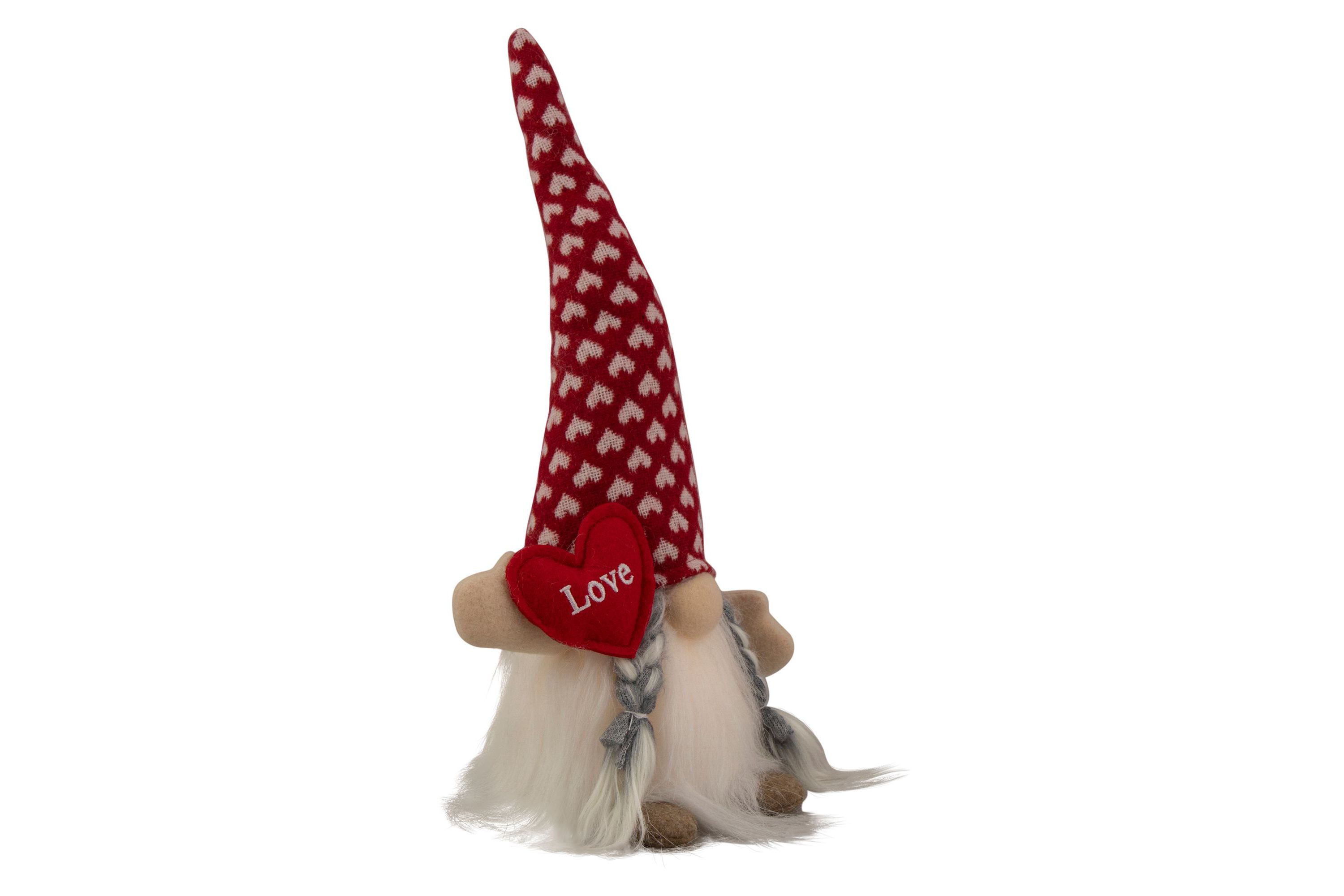 13" Lighted Girl Valentines Day Gnome with Love Heart