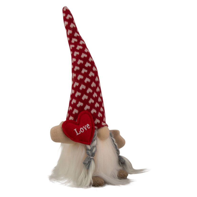 13" Lighted Girl Valentines Day Gnome with Love Heart