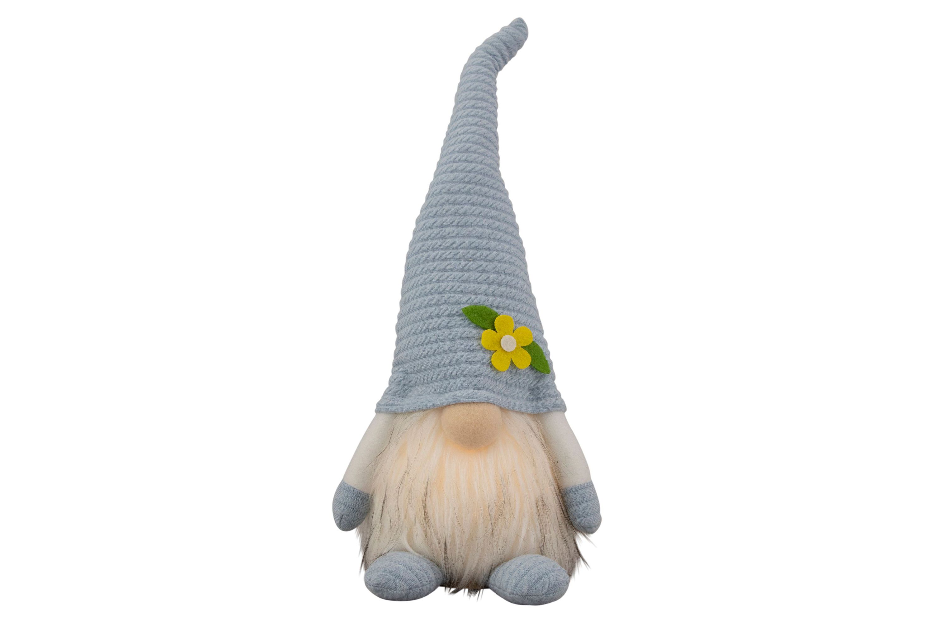 12.25" Lighted Blue Spring Gnome with Flower Hat