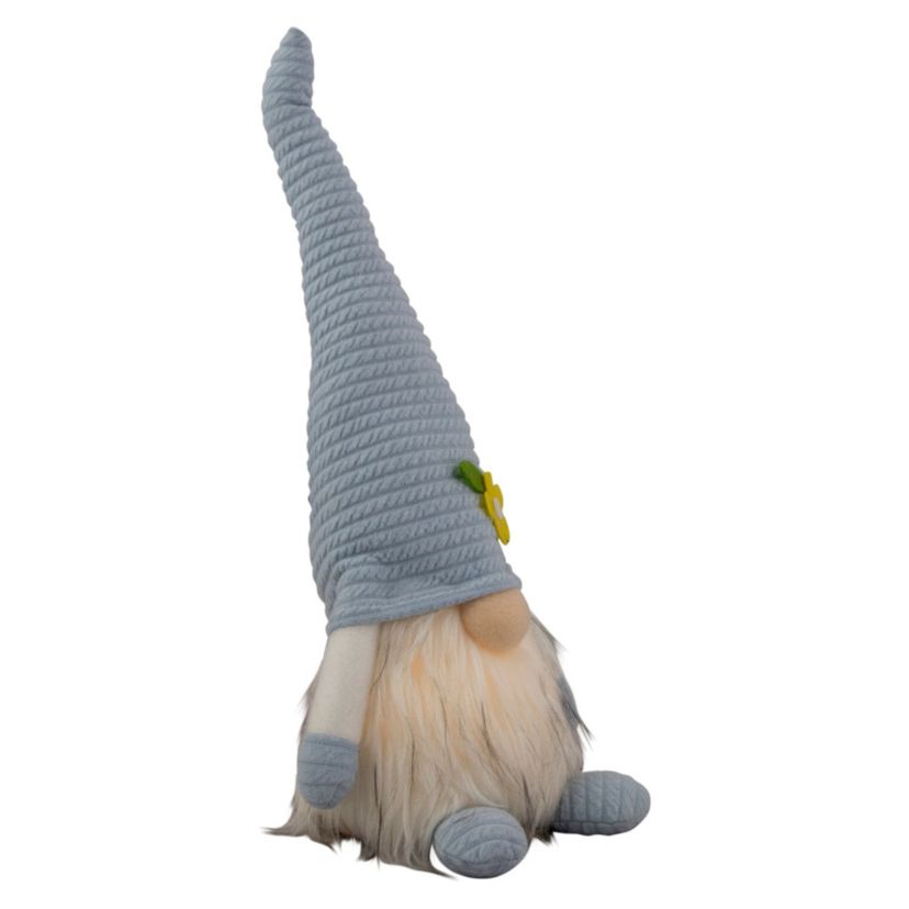 12.25" Lighted Blue Spring Gnome with Flower Hat