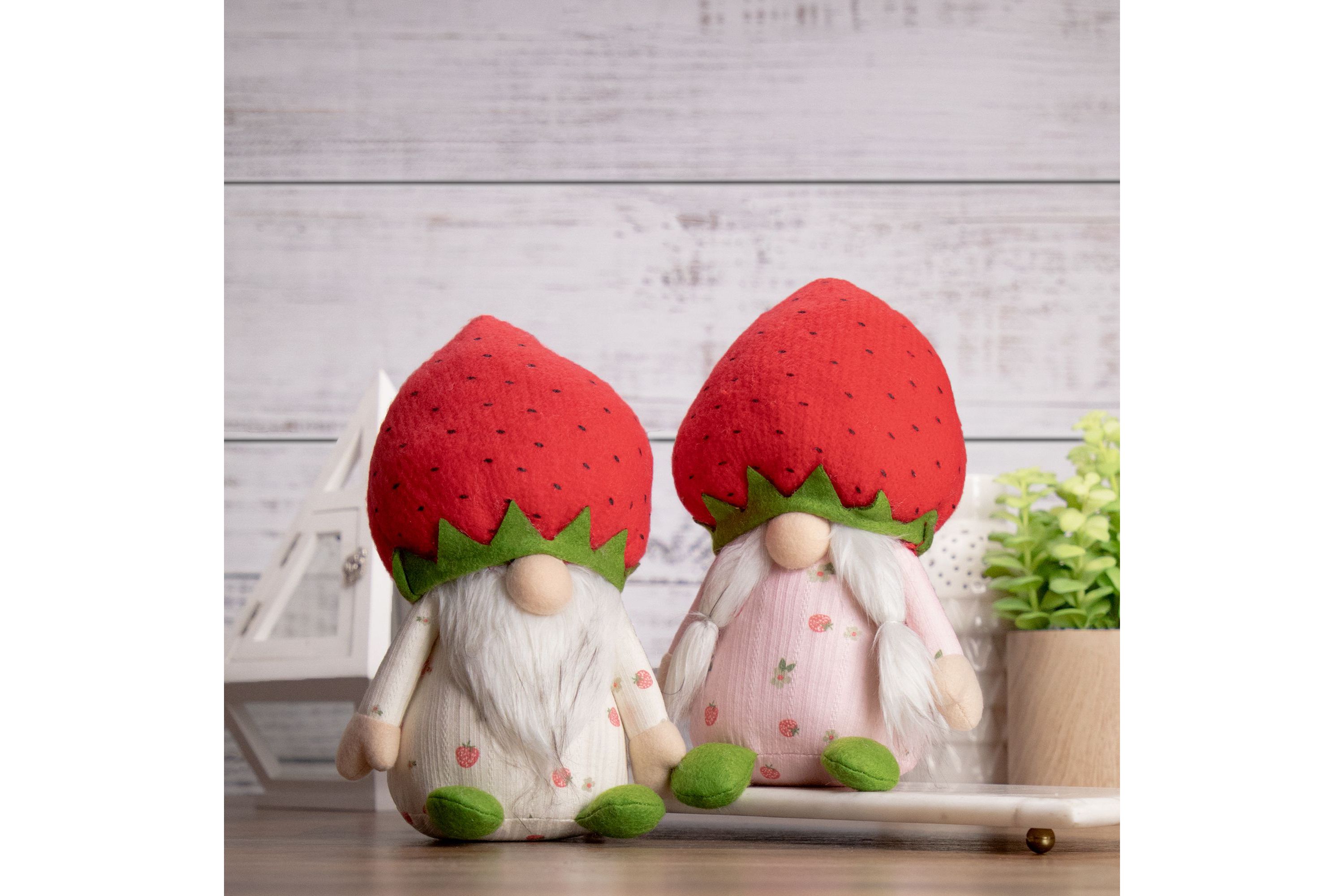 9.5" Green and Red Boy Springtime Strawberry Gnome
