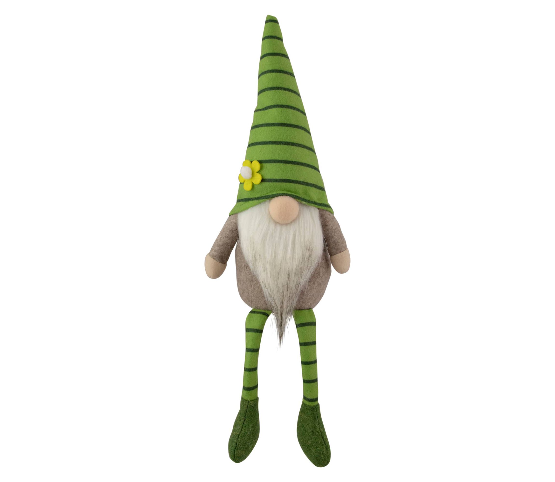 Striped Gnome with Crossed Legs - 16" - Green