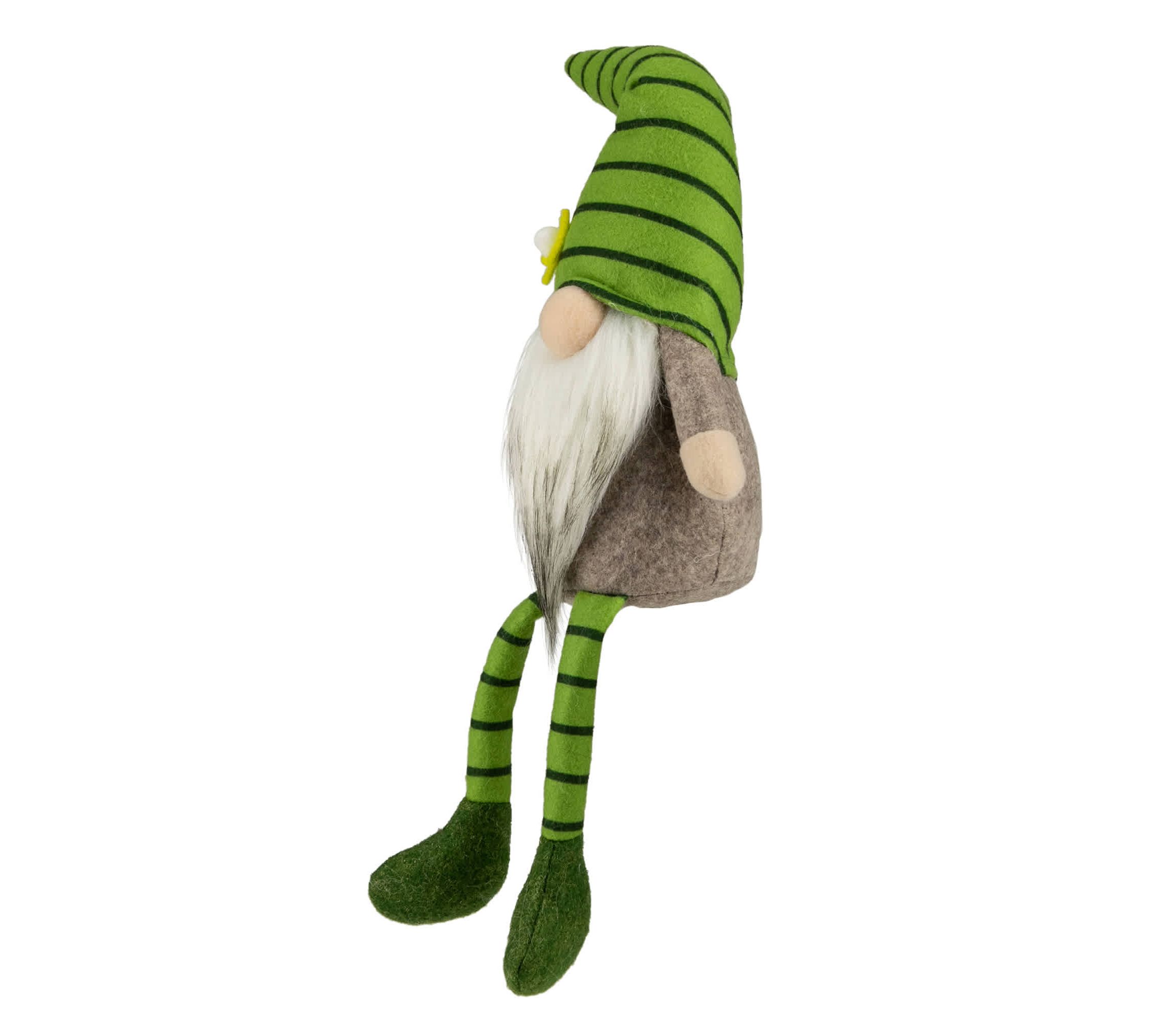 Striped Gnome with Crossed Legs - 16" - Green