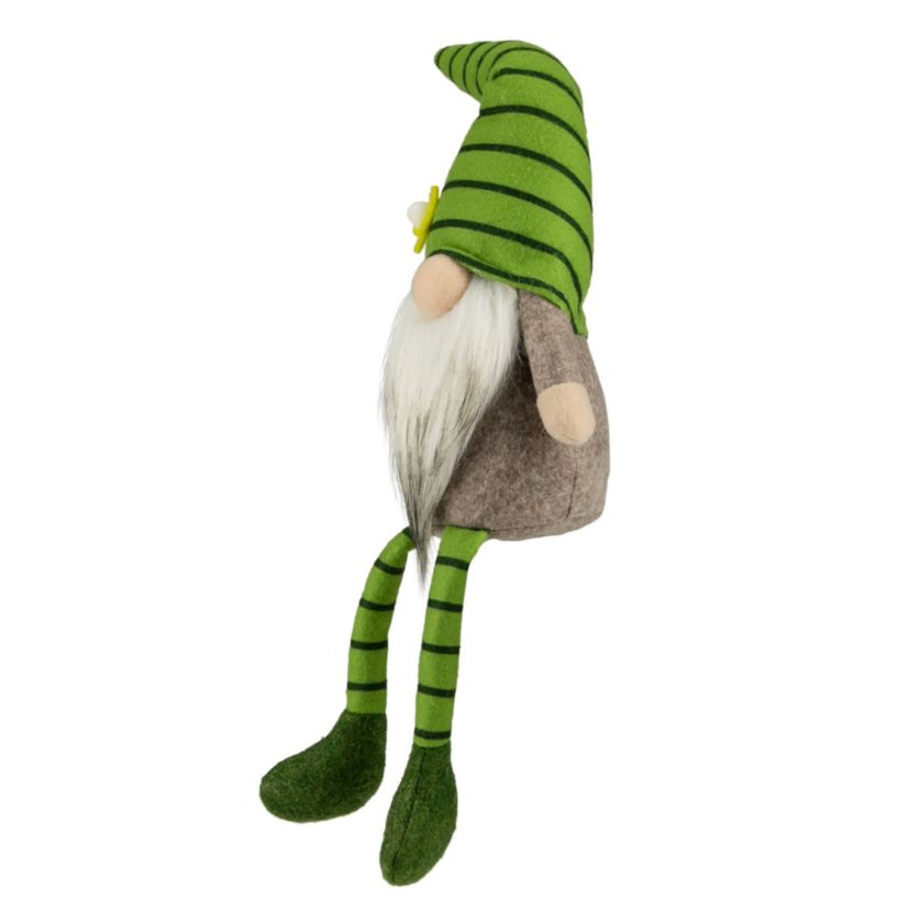 Striped Gnome with Crossed Legs - 16" - Green
