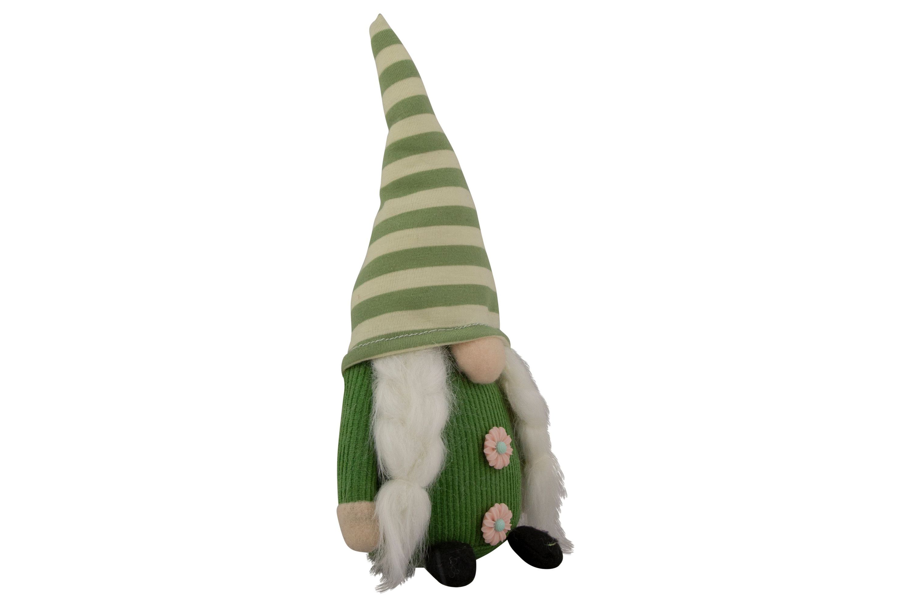 9.25" Green Striped Hat Girl Springtime Gnome