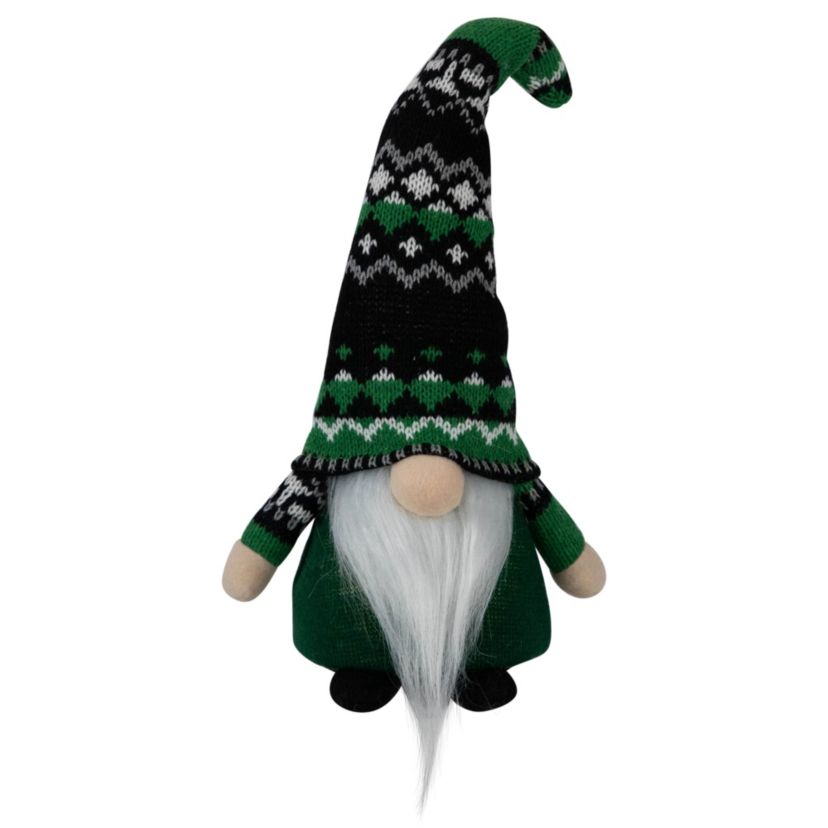 11.5" LED Lighted St. Patricks Day Boy Gnome with Green Irish Fair Isle Hat