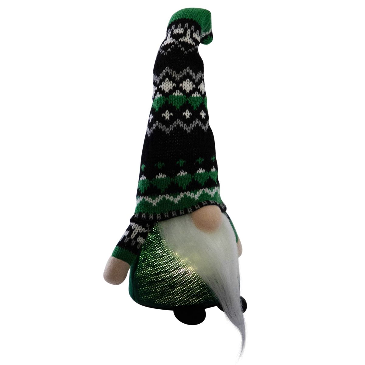 11.5" LED Lighted St. Patricks Day Boy Gnome with Green Irish Fair Isle Hat