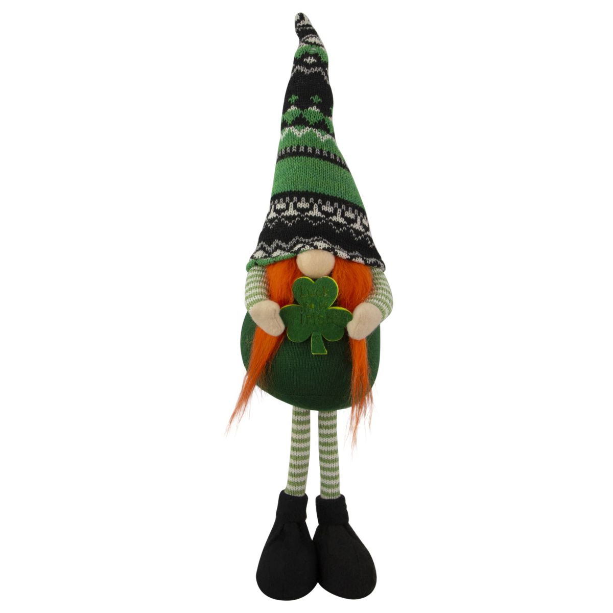 19" Green and Black Leprechaun Girl Gnome Standing St Patricks Day Figure