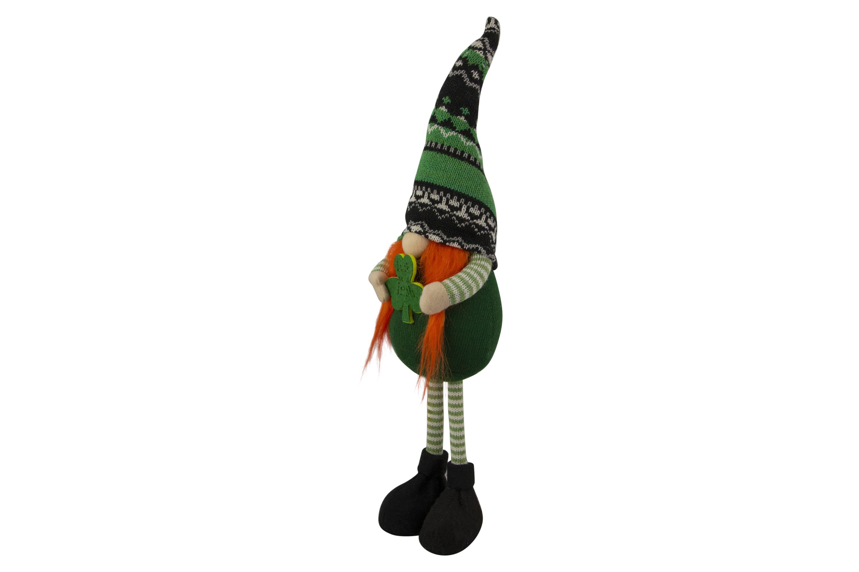 19" Green and Black Leprechaun Girl Gnome Standing St Patricks Day Figure