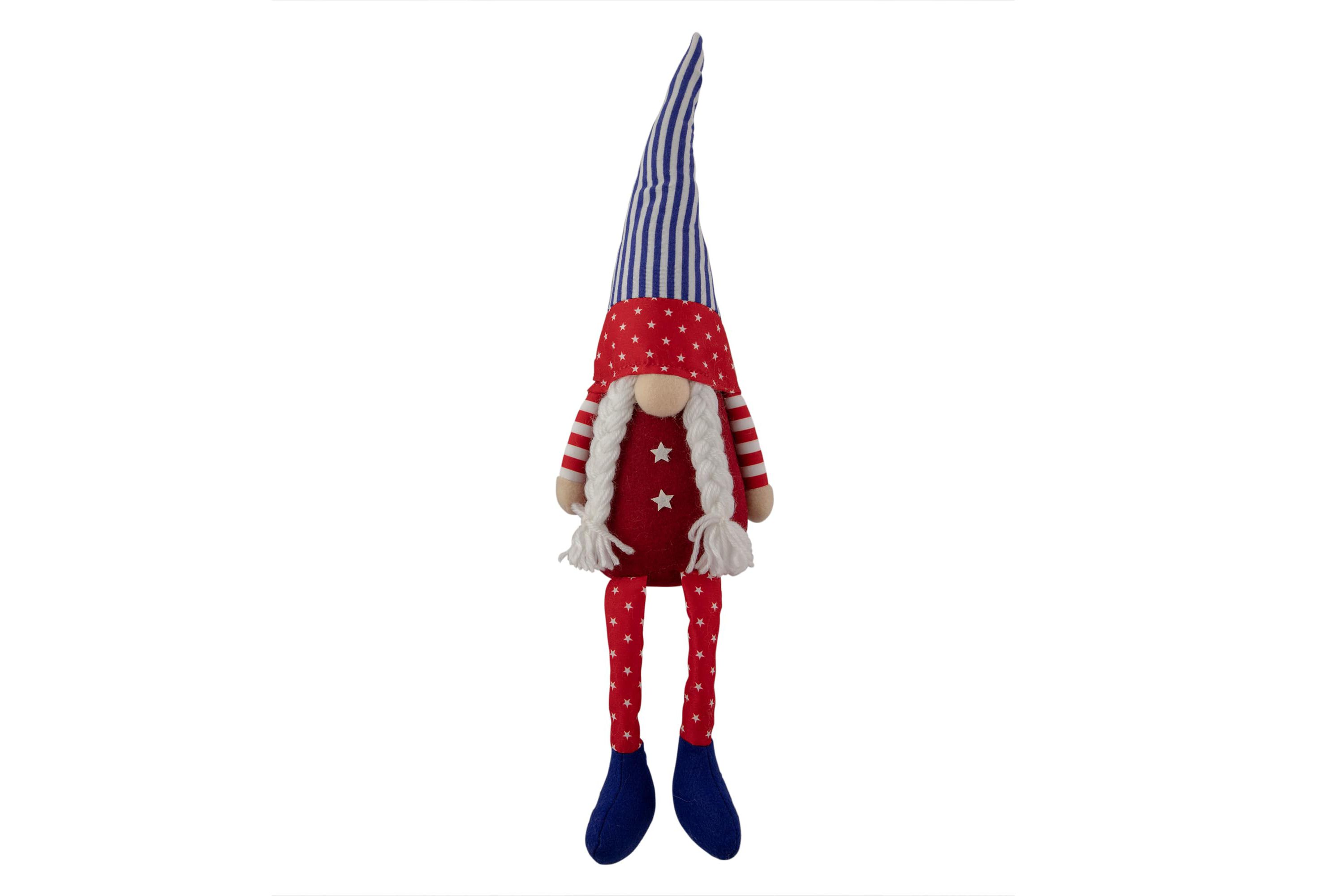 Patriotic Gnome Girl with Braids - 17.75"