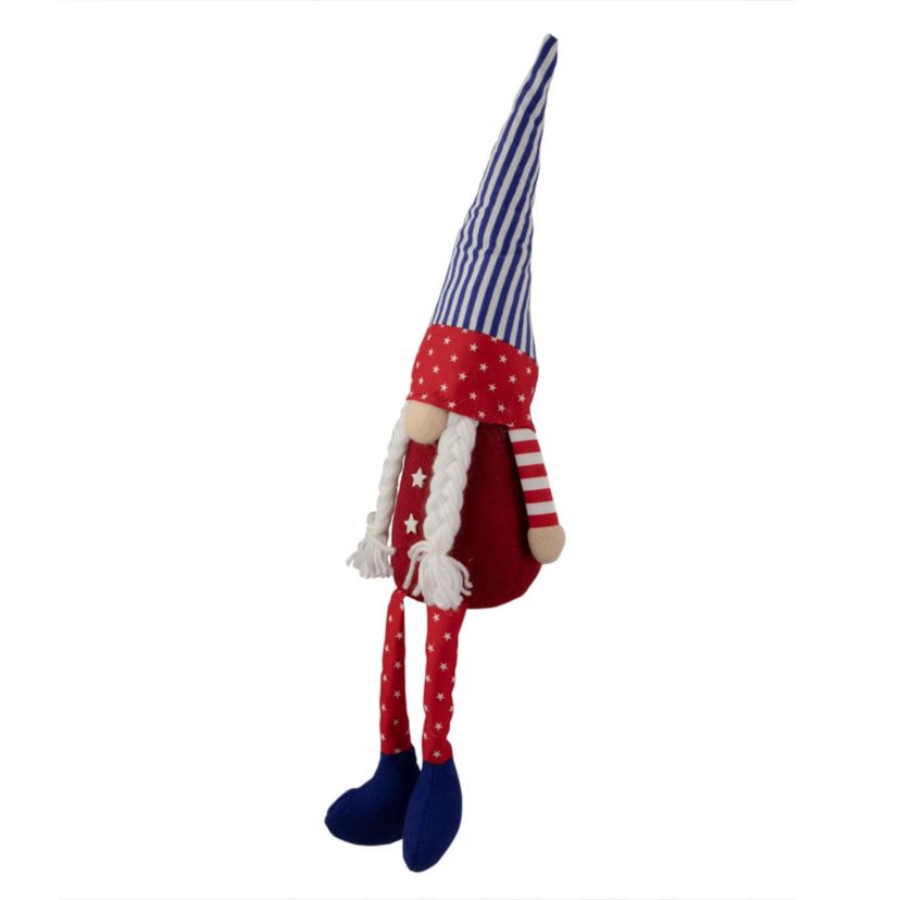 Patriotic Gnome Girl with Braids - 17.75"