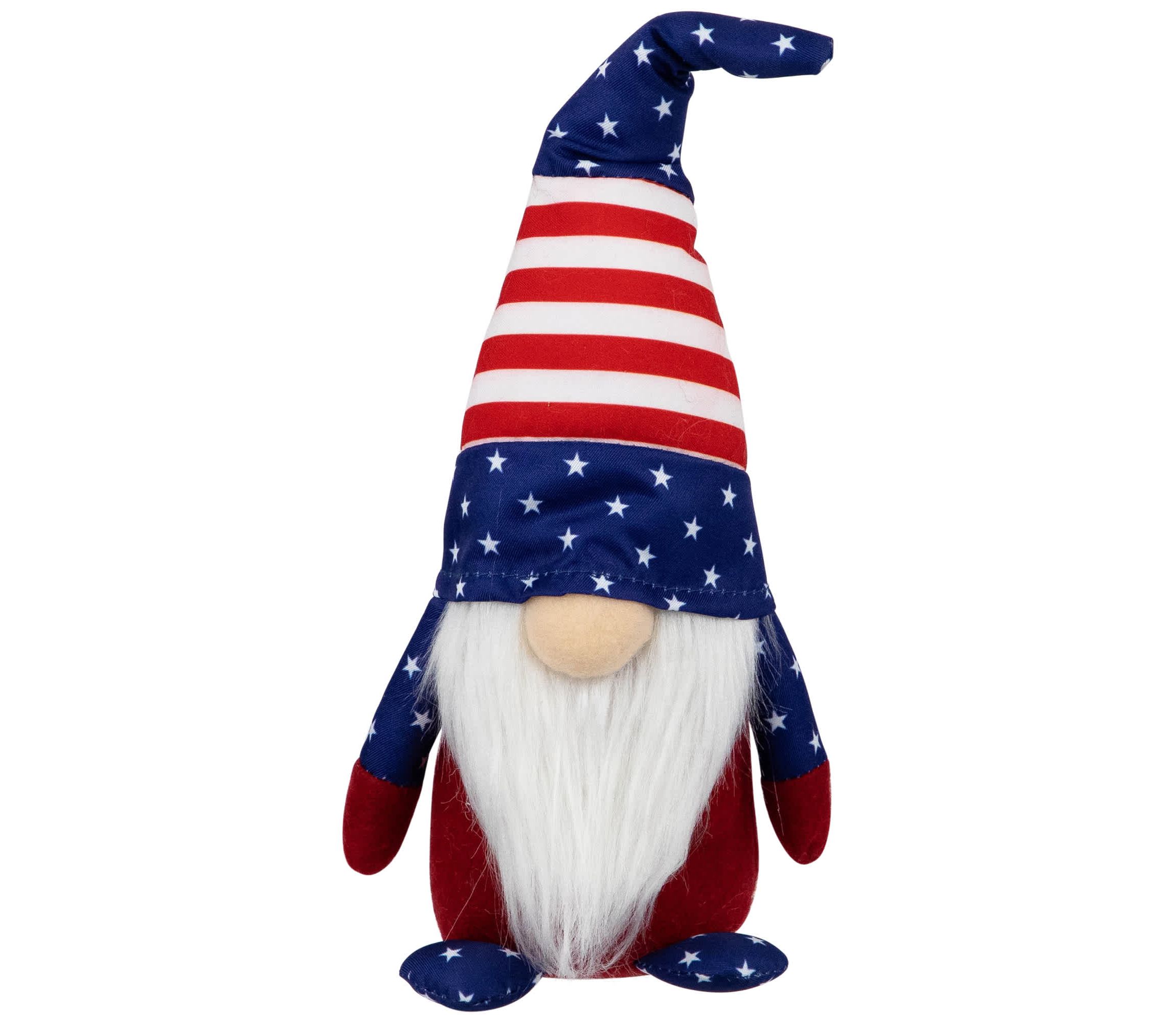 Patriotic Gnome with Stars and Stripes - 9.5" - Red  White and Blue