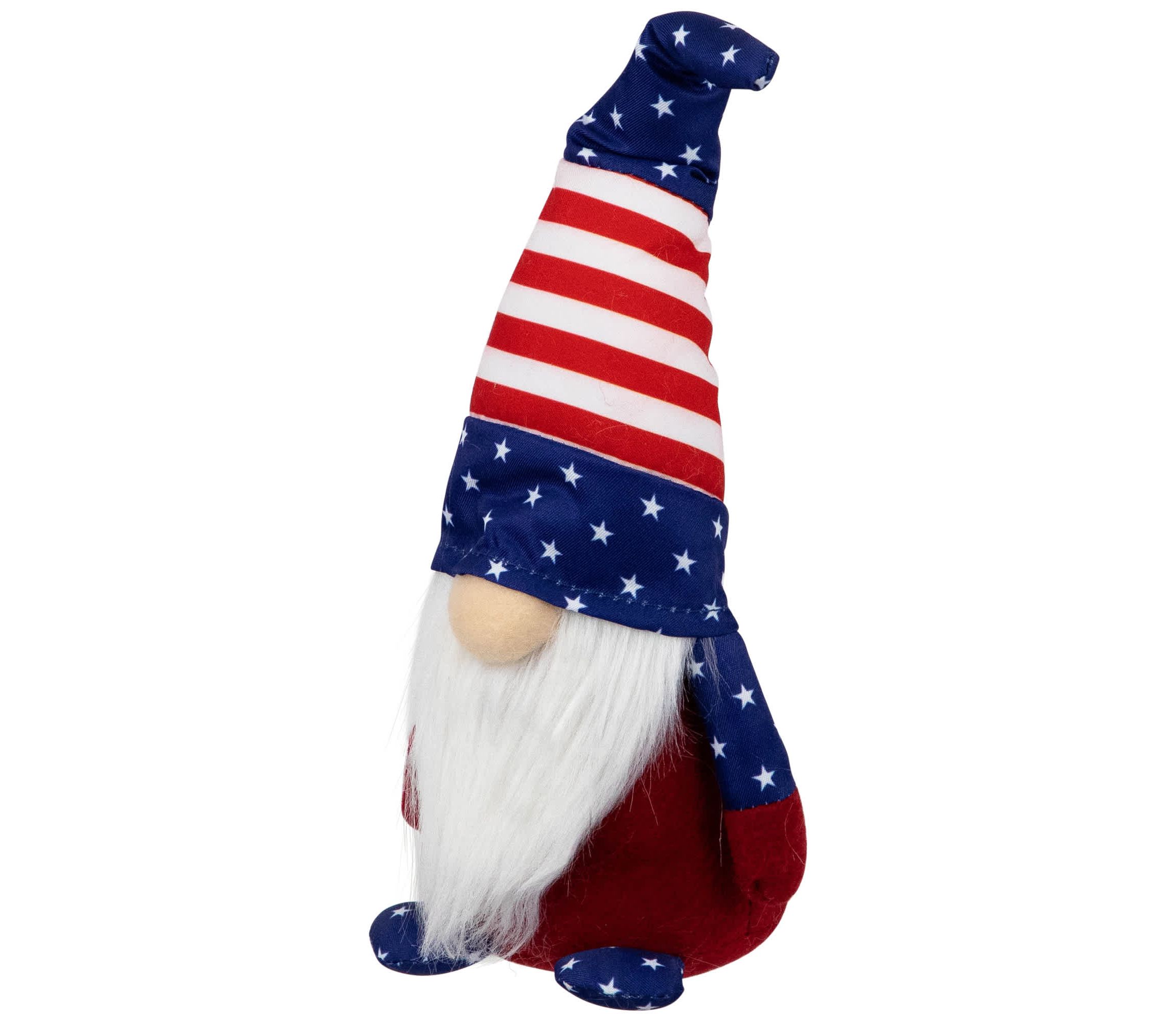 Patriotic Gnome with Stars and Stripes - 9.5" - Red  White and Blue