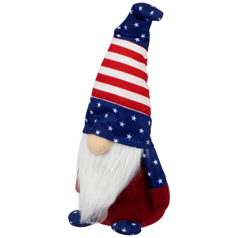 Patriotic Gnome with Stars and Stripes - 9.5" - Red  White and Blue