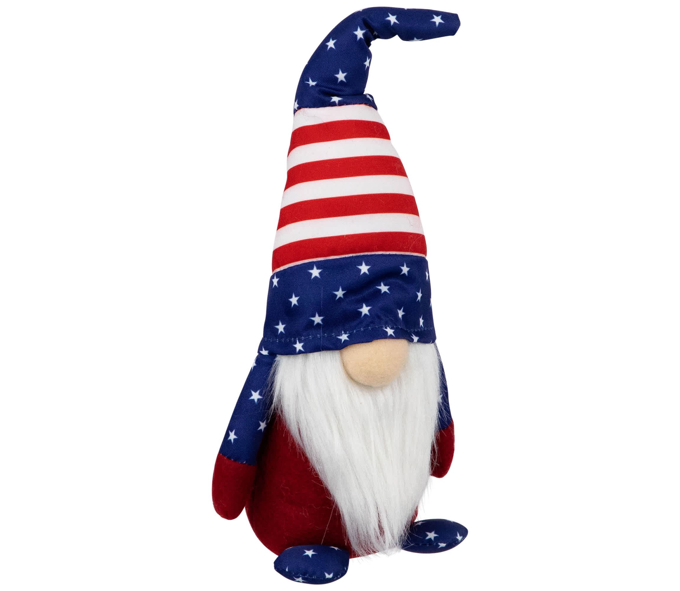 Patriotic Gnome with Stars and Stripes - 9.5" - Red  White and Blue