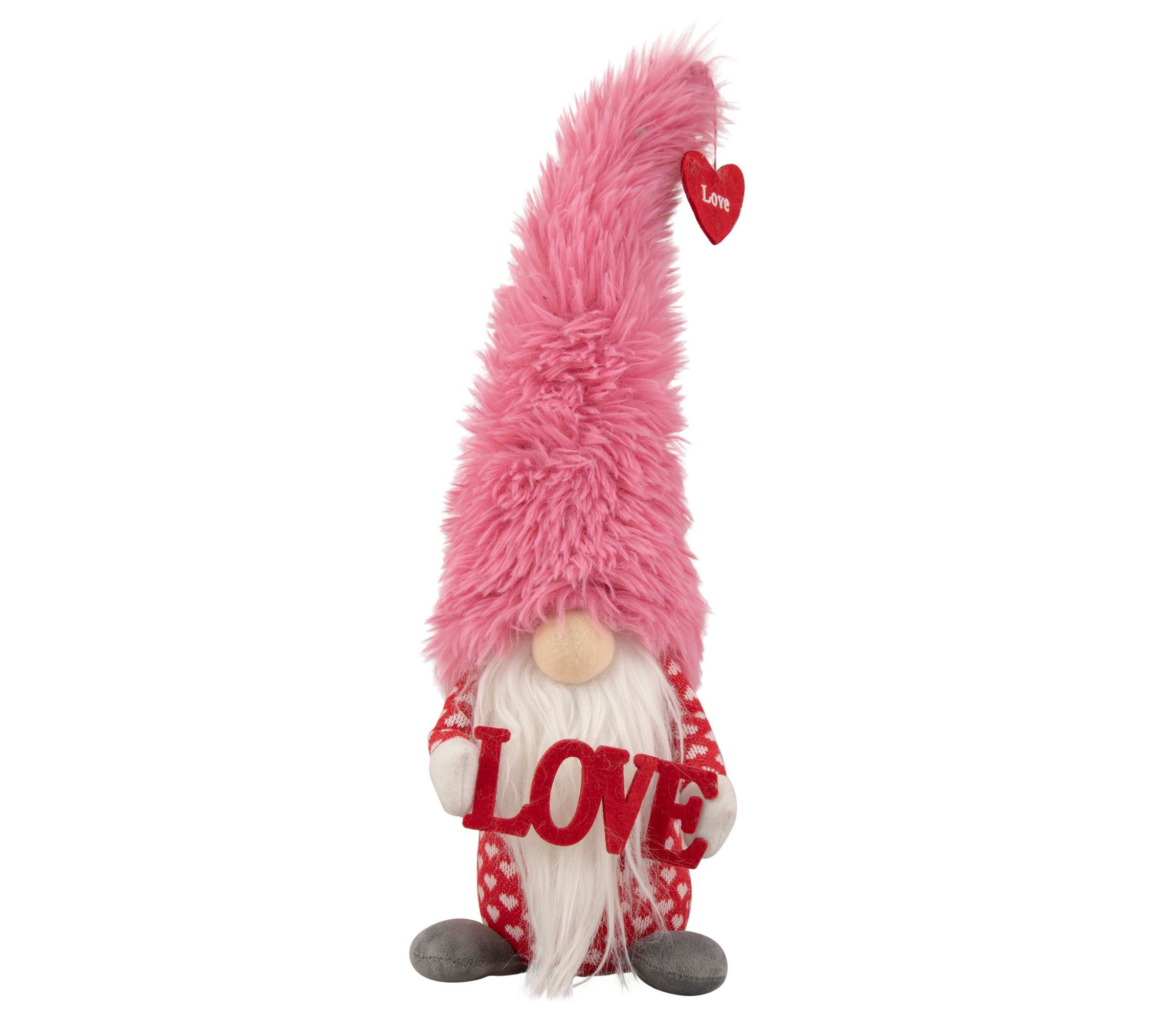 18" Fluffy Pink Faux Fur Love Valentines Day Gnome