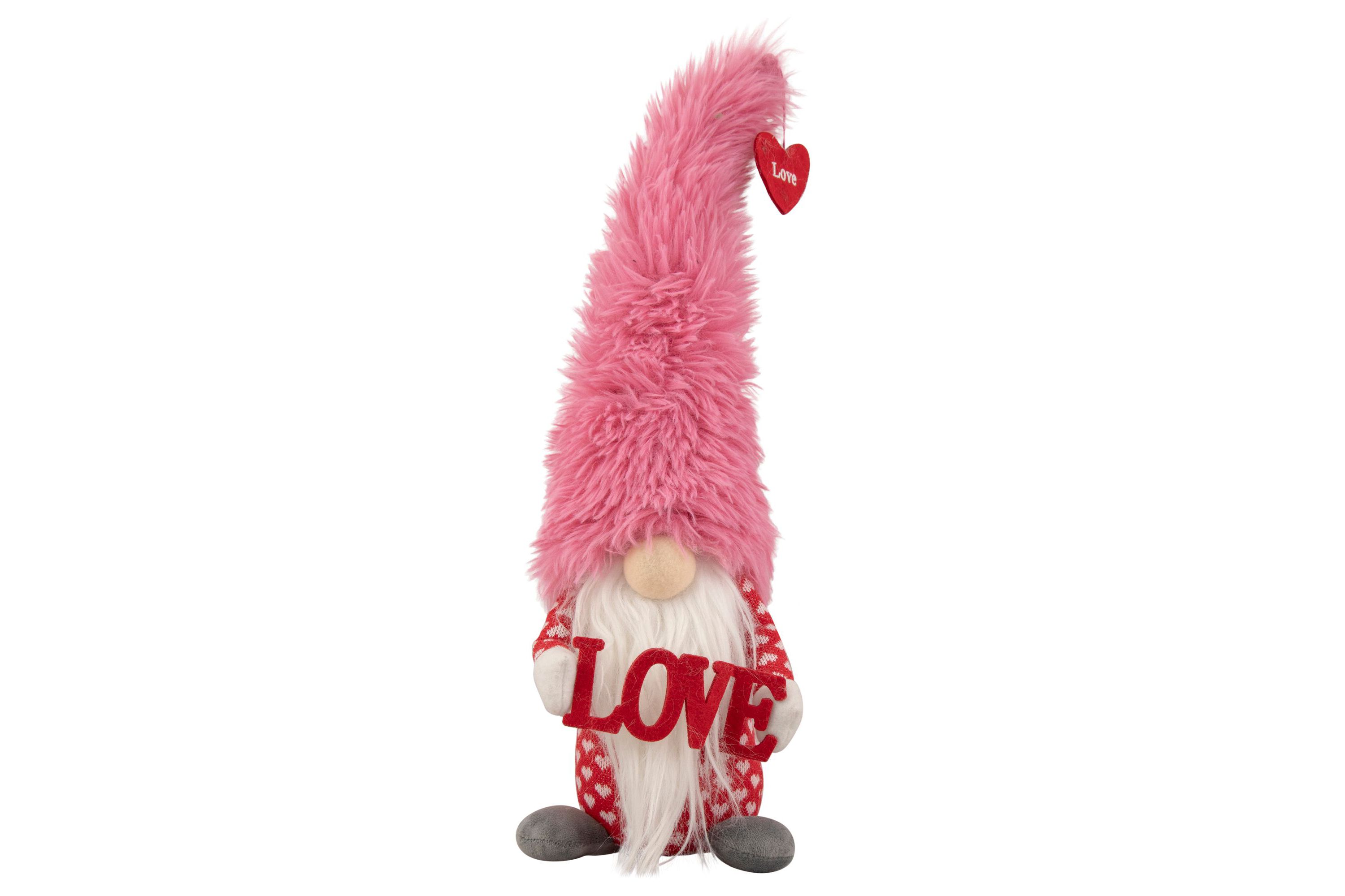 18" Fluffy Pink Faux Fur Love Valentines Day Gnome