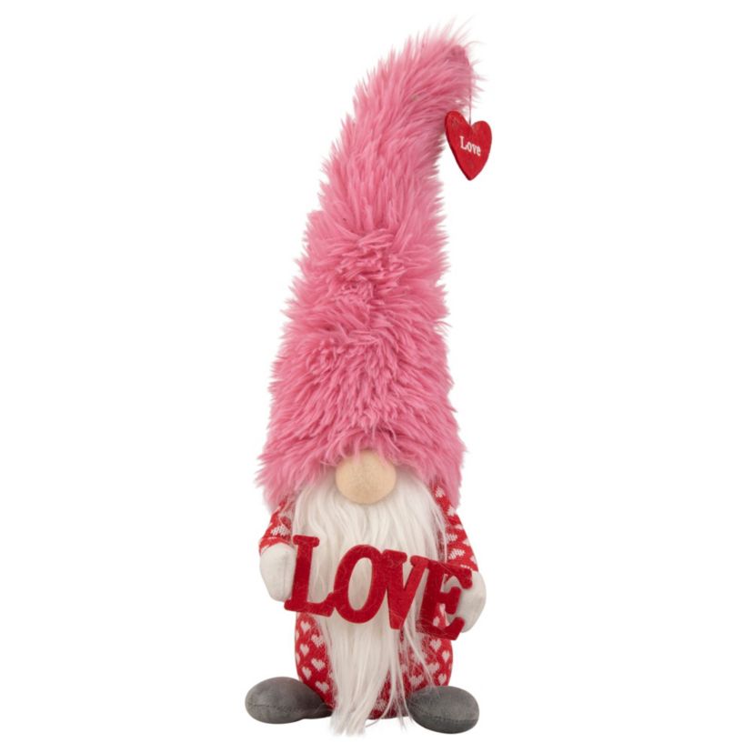 18" Fluffy Pink Faux Fur Love Valentines Day Gnome