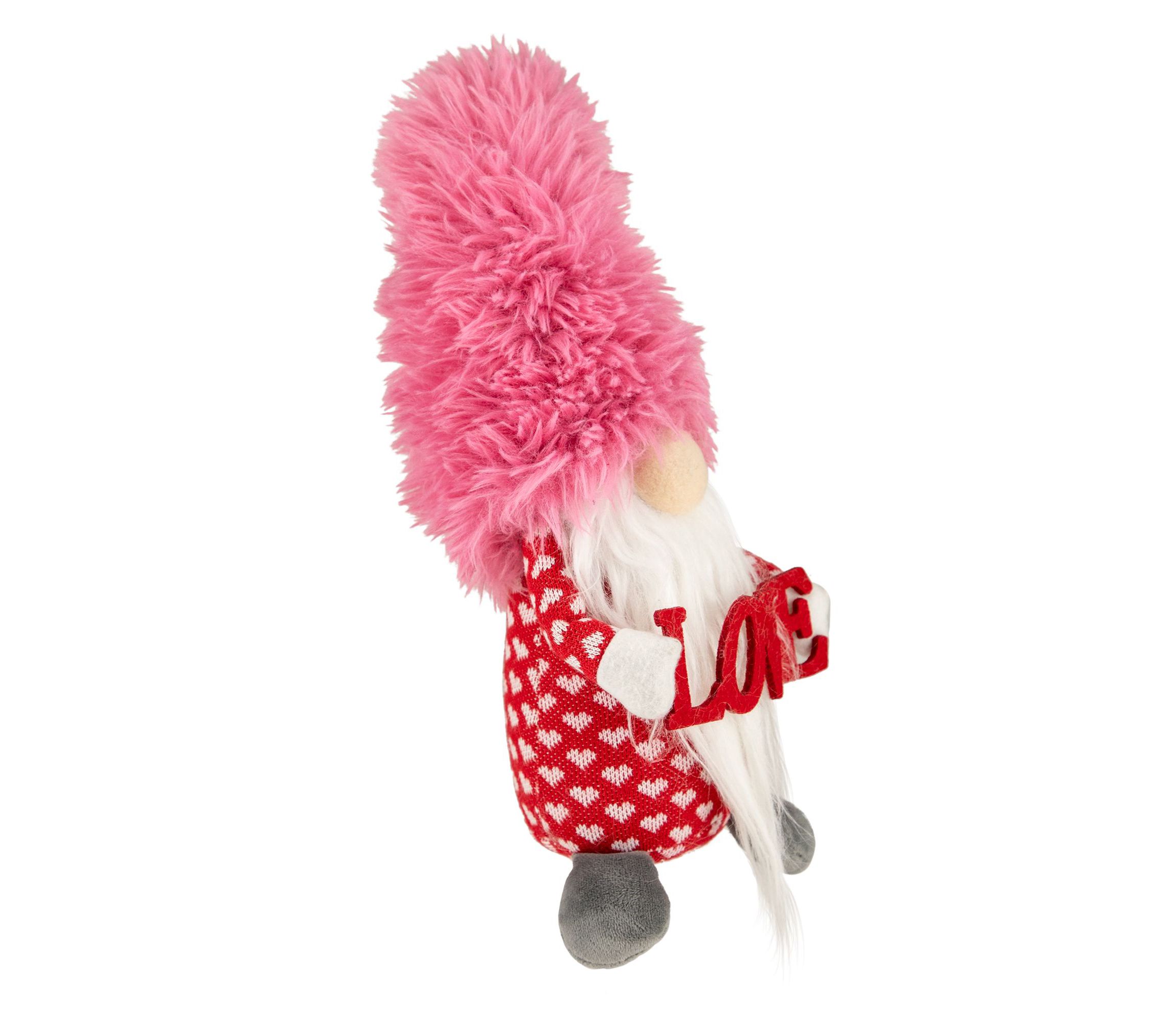 18" Fluffy Pink Faux Fur Love Valentines Day Gnome