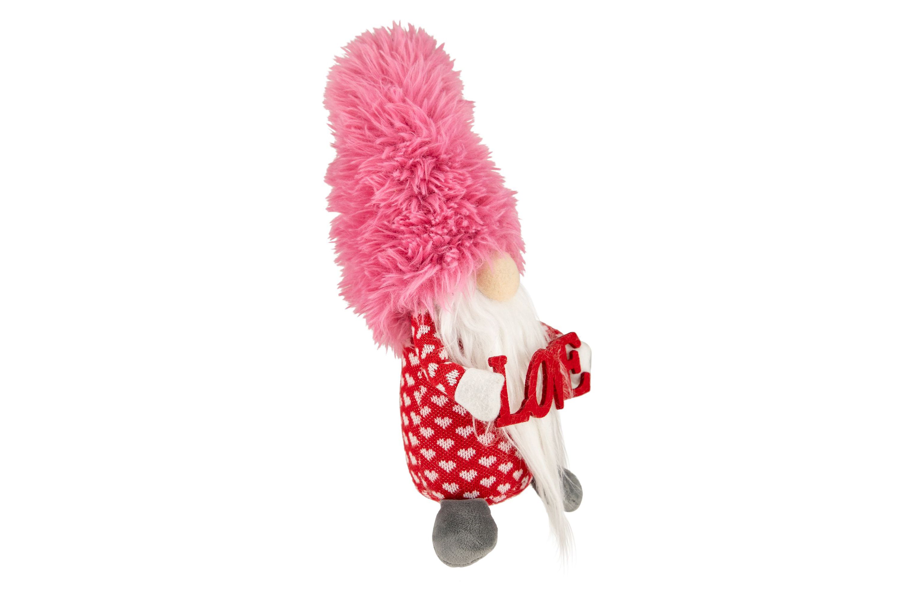 18" Fluffy Pink Faux Fur Love Valentines Day Gnome
