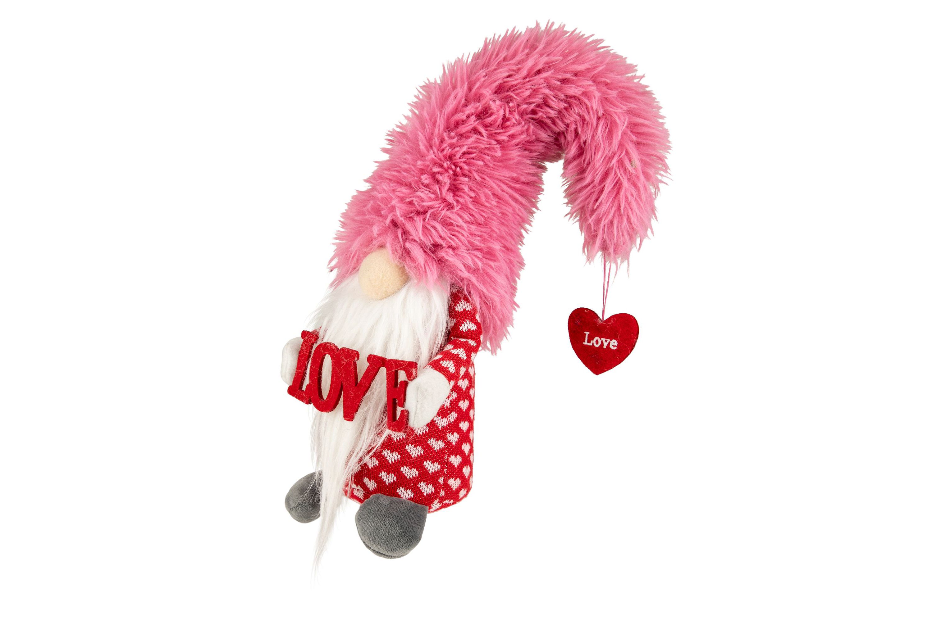 18" Fluffy Pink Faux Fur Love Valentines Day Gnome