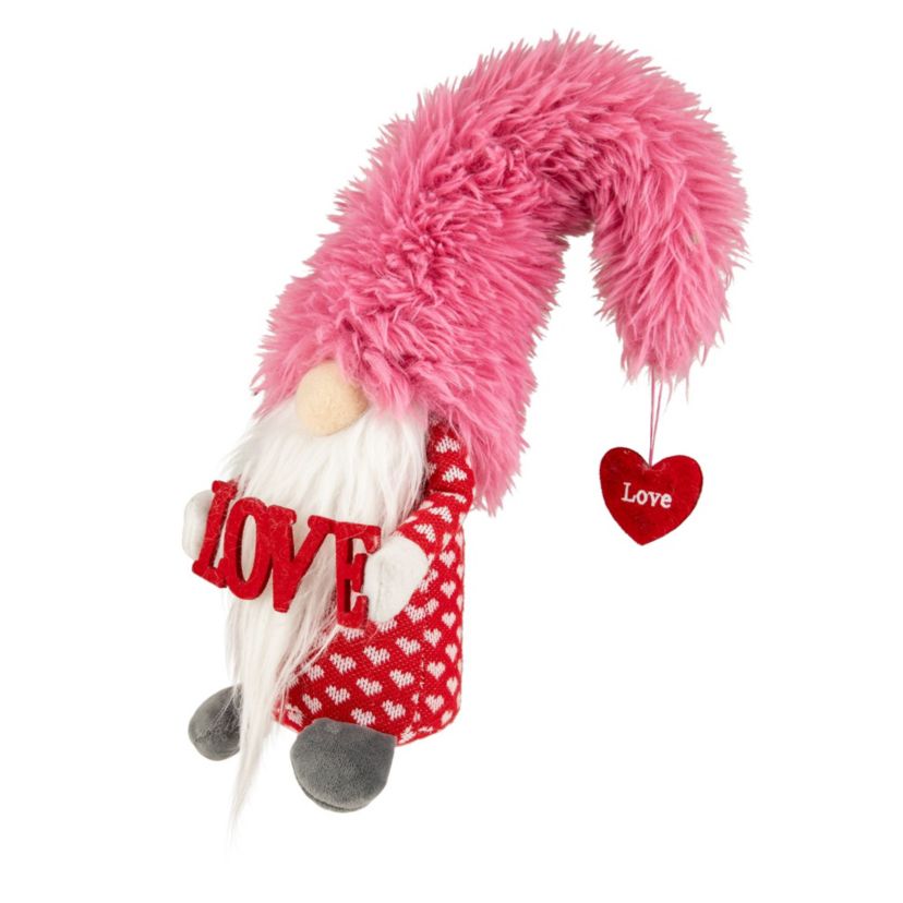 18" Fluffy Pink Faux Fur Love Valentines Day Gnome
