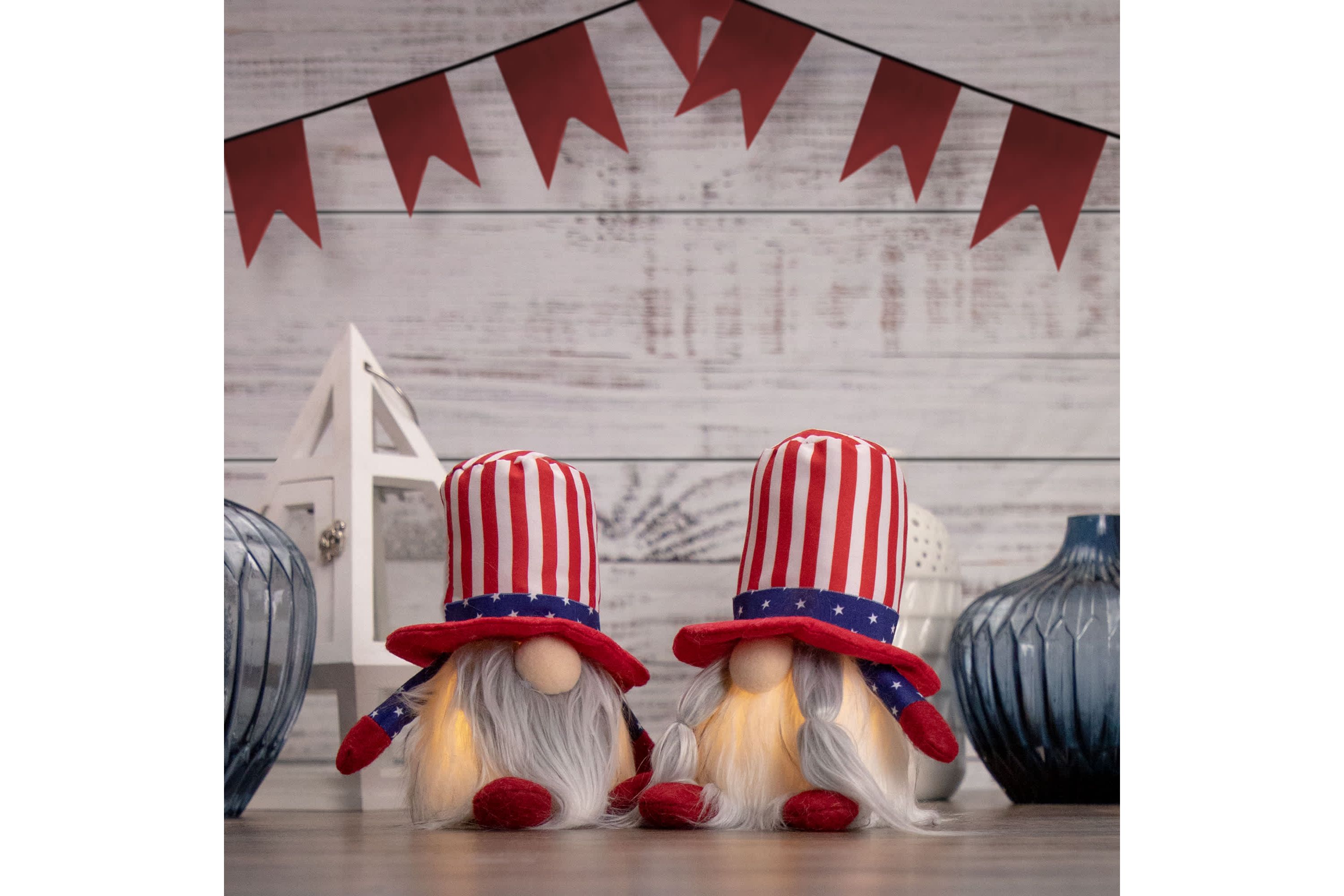 Lighted Americana Boy Patriotic Gnome - 6.75"