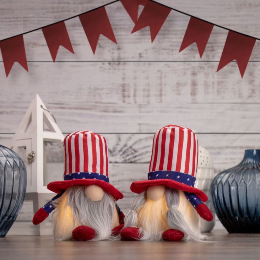 Lighted Americana Boy Patriotic Gnome - 6.75"