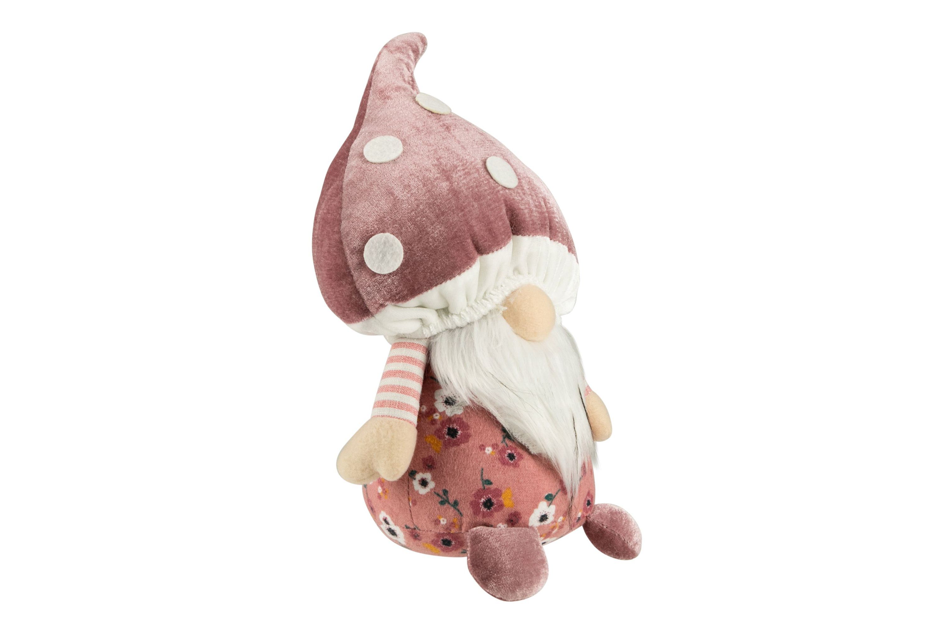 10.5" Pink Springtime Floral Mushroom Gnome