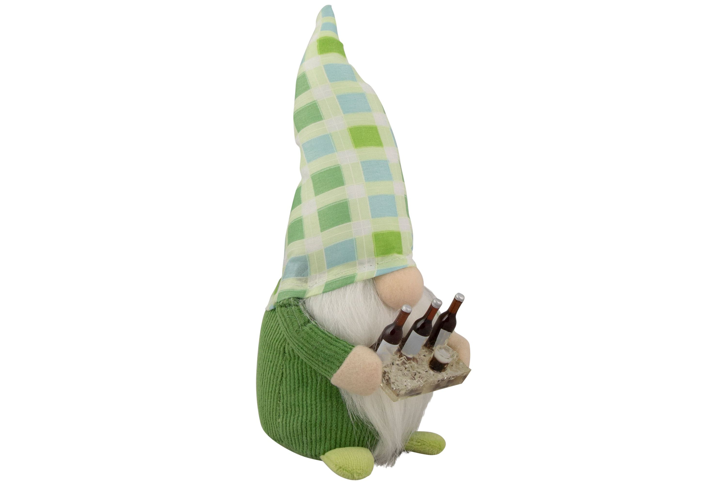 9" Green and Blue Plaid Springtime Gnome