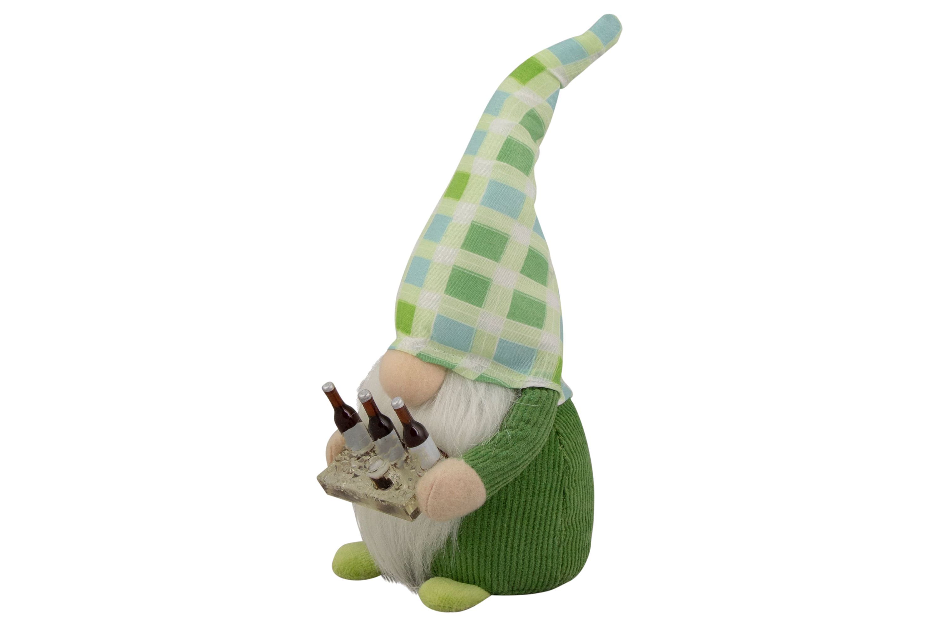 9" Green and Blue Plaid Springtime Gnome
