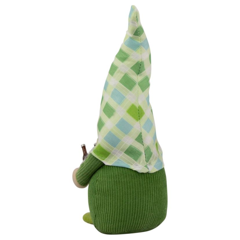 9" Green and Blue Plaid Springtime Gnome
